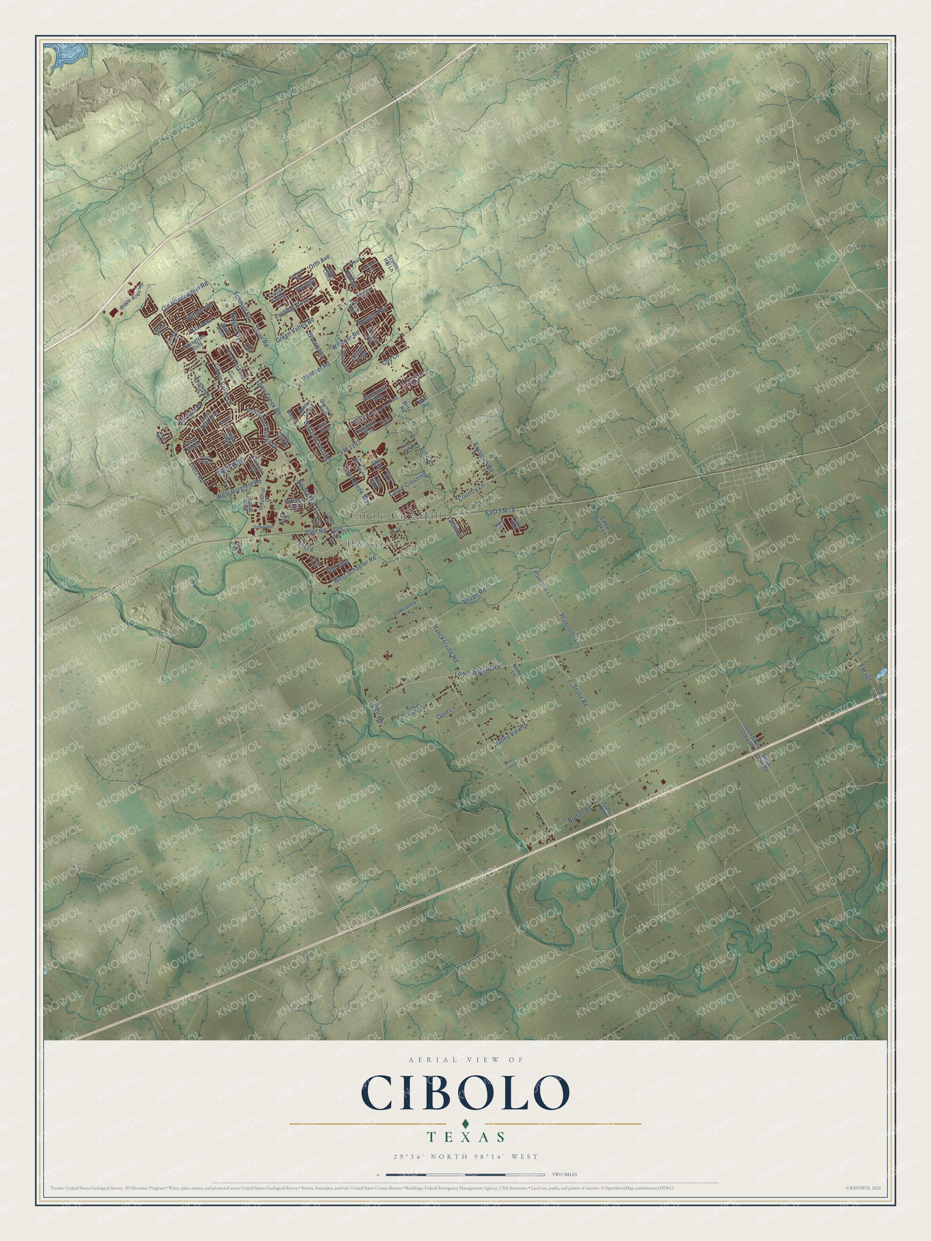 Watermarked full-map preview of Cibolo, Texas