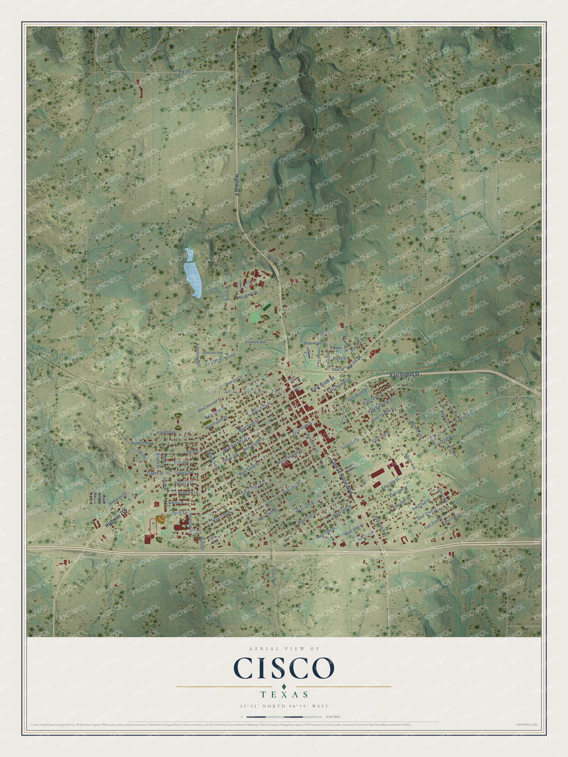 Watermarked full-map preview of Cisco, Texas