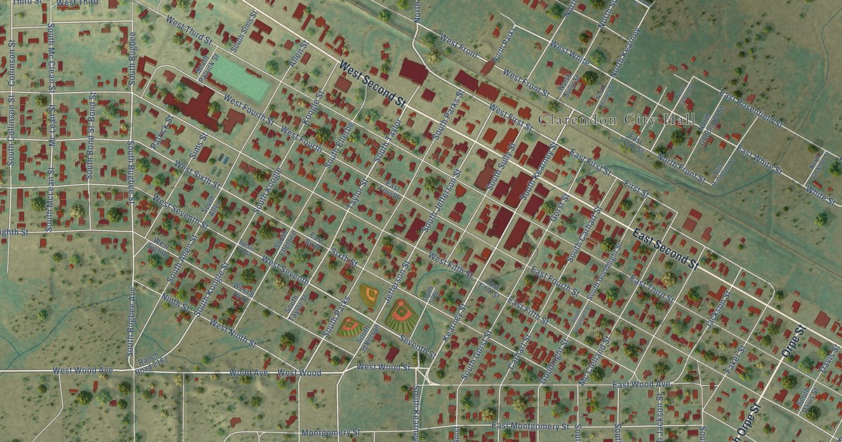 Map of Clarendon, Texas in 2026