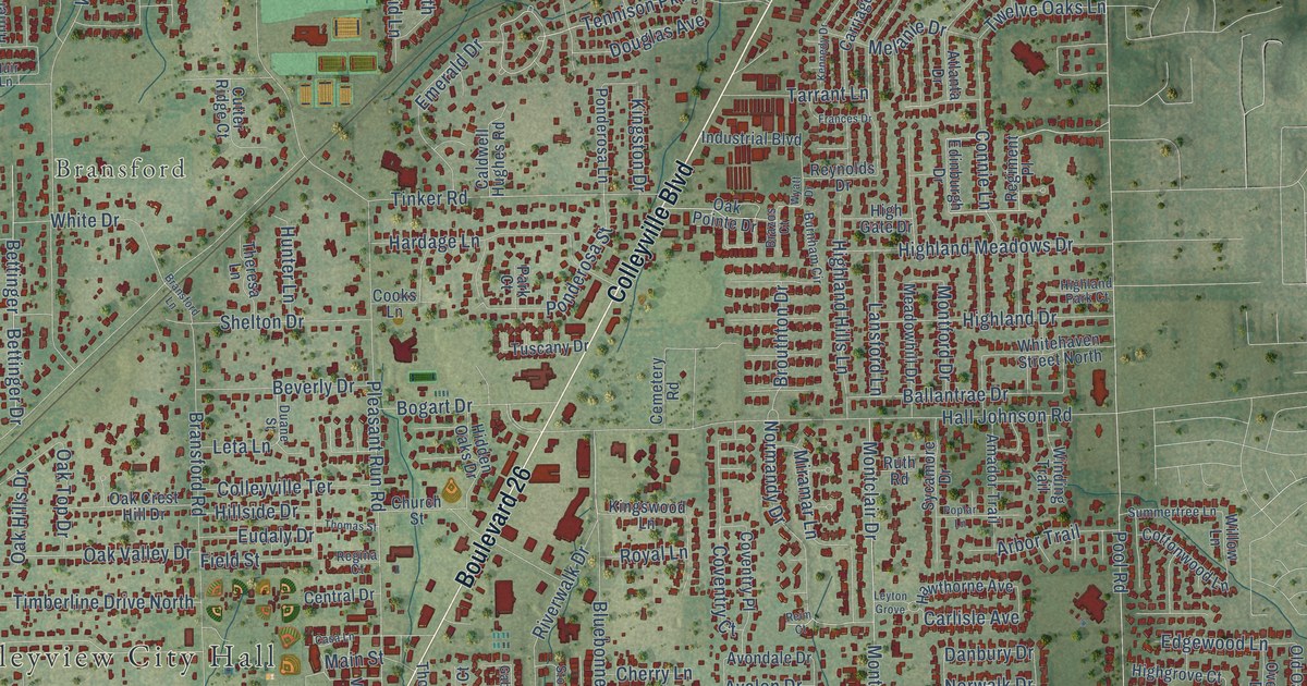 Map of Colleyville, Texas in 2026