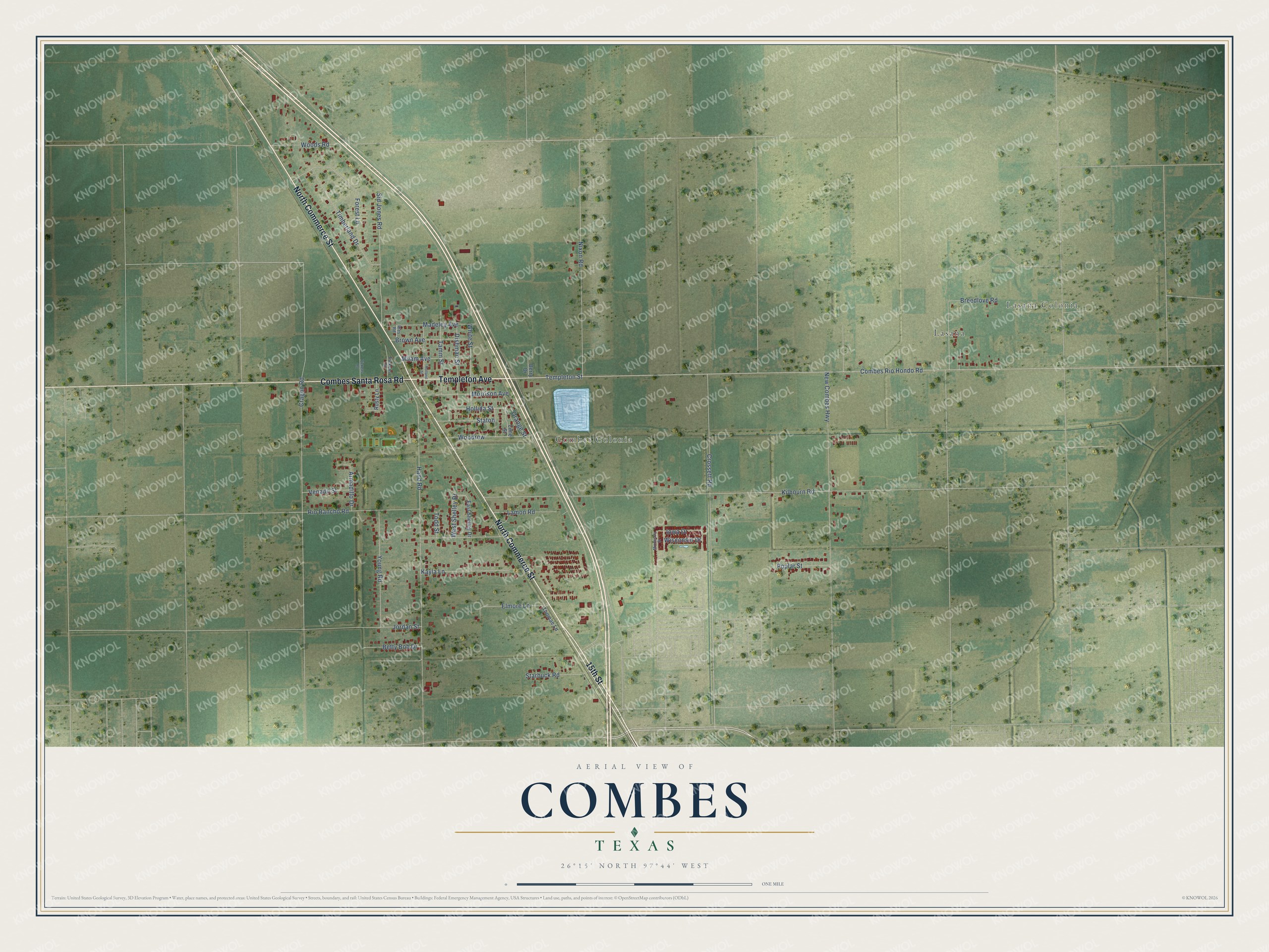 Watermarked full-map preview of Combes, Texas