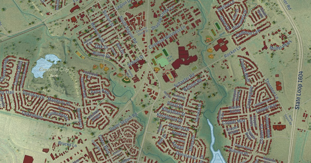 Map of Converse, Texas in 2026