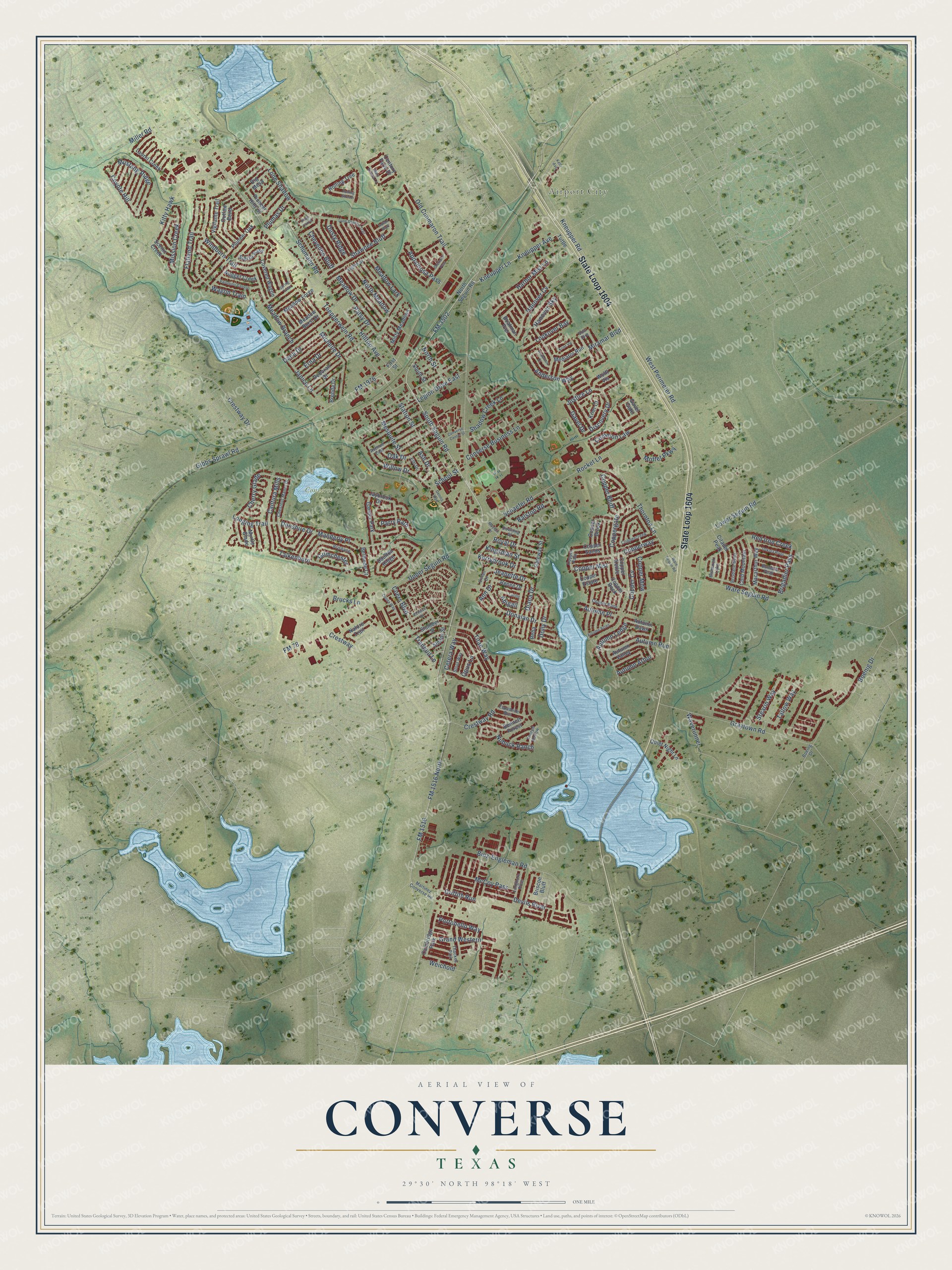 Watermarked full-map preview of Converse, Texas