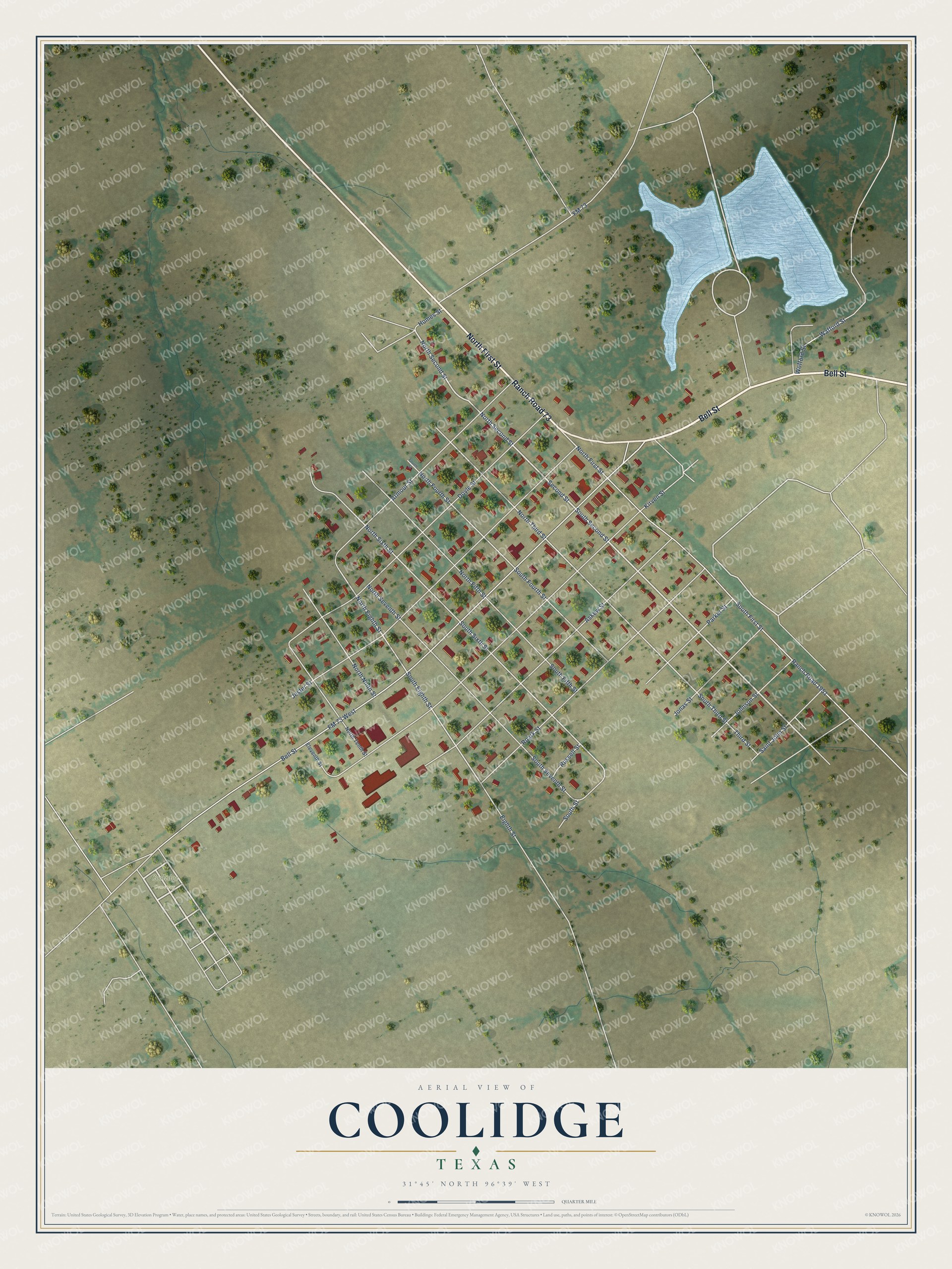 Watermarked full-map preview of Coolidge, Texas
