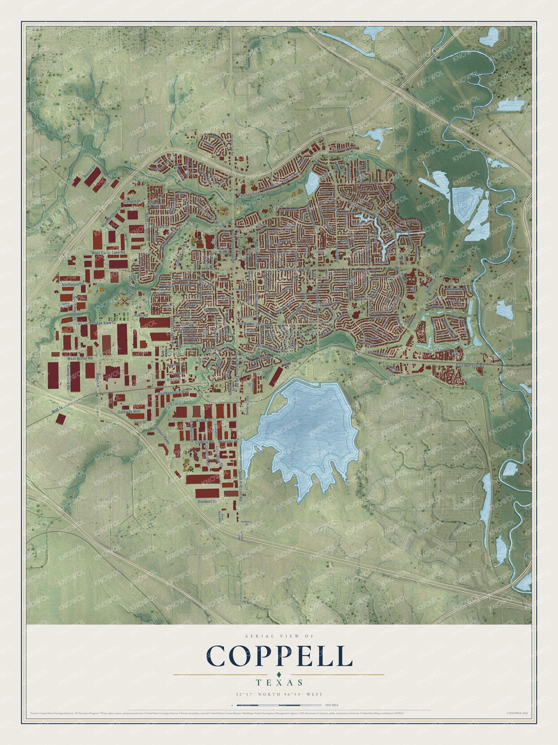 Watermarked full-map preview of Coppell, Texas