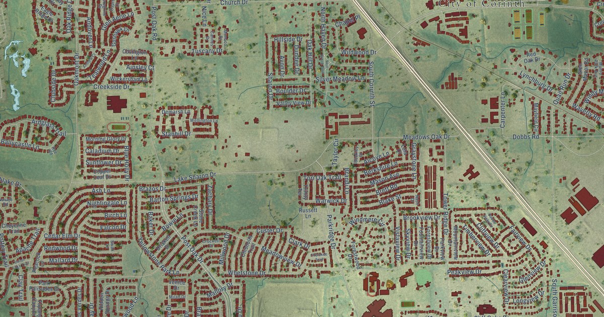 Map of Corinth, Texas in 2026