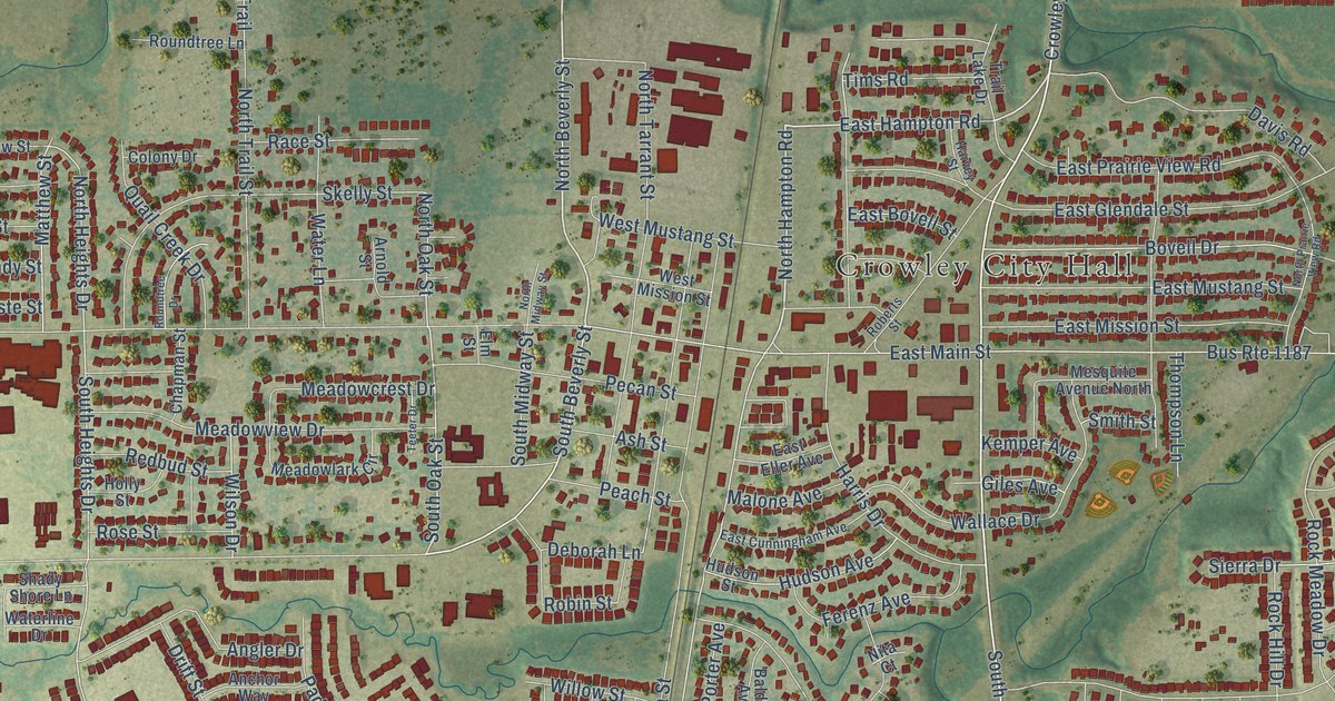 Map of Crowley, Texas in 2026
