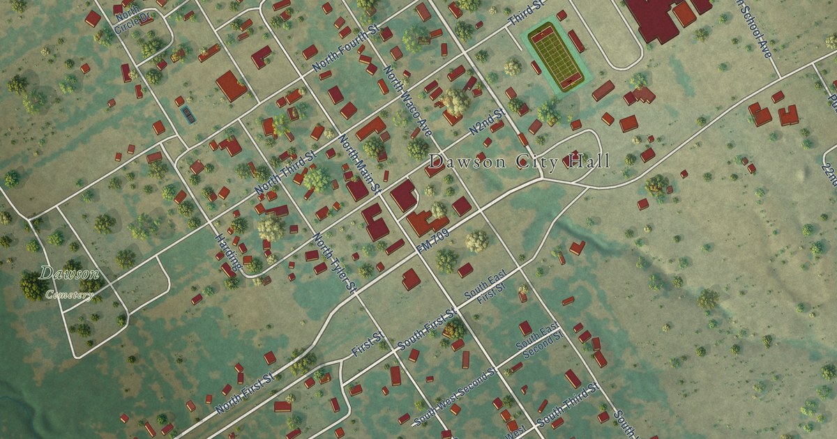 Map of Dawson, Texas in 2026