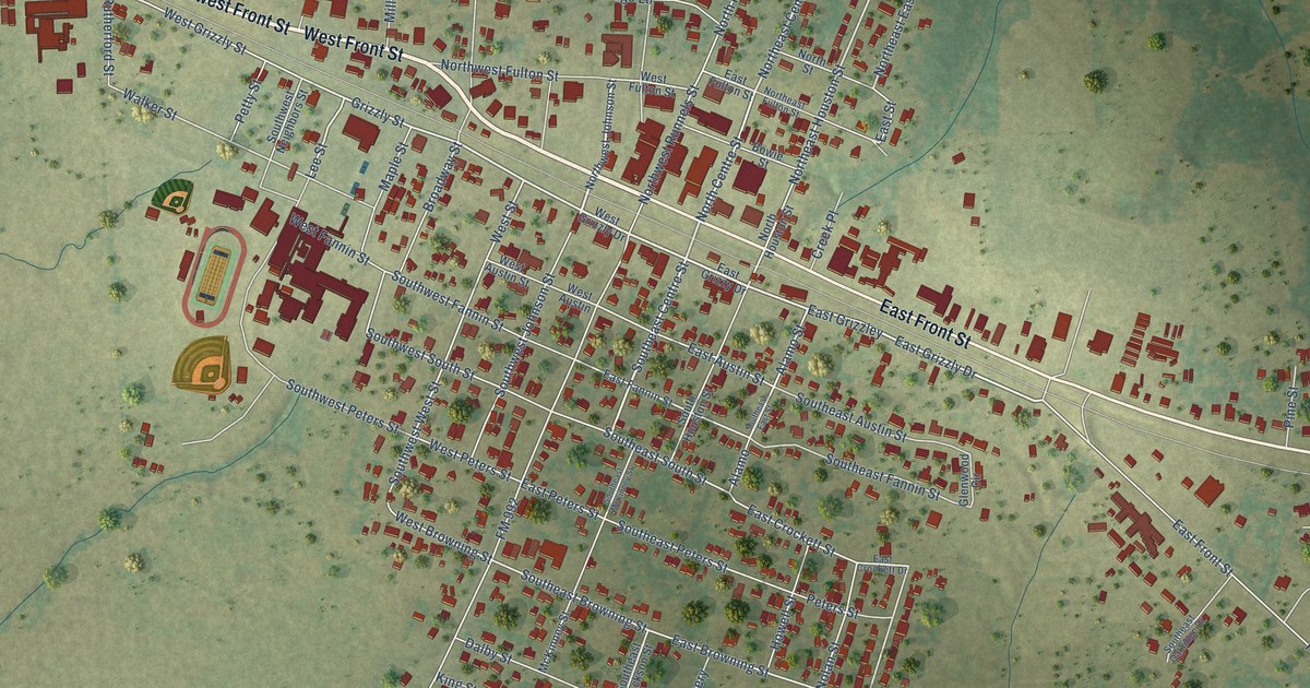 Map of De Kalb, Texas in 2026