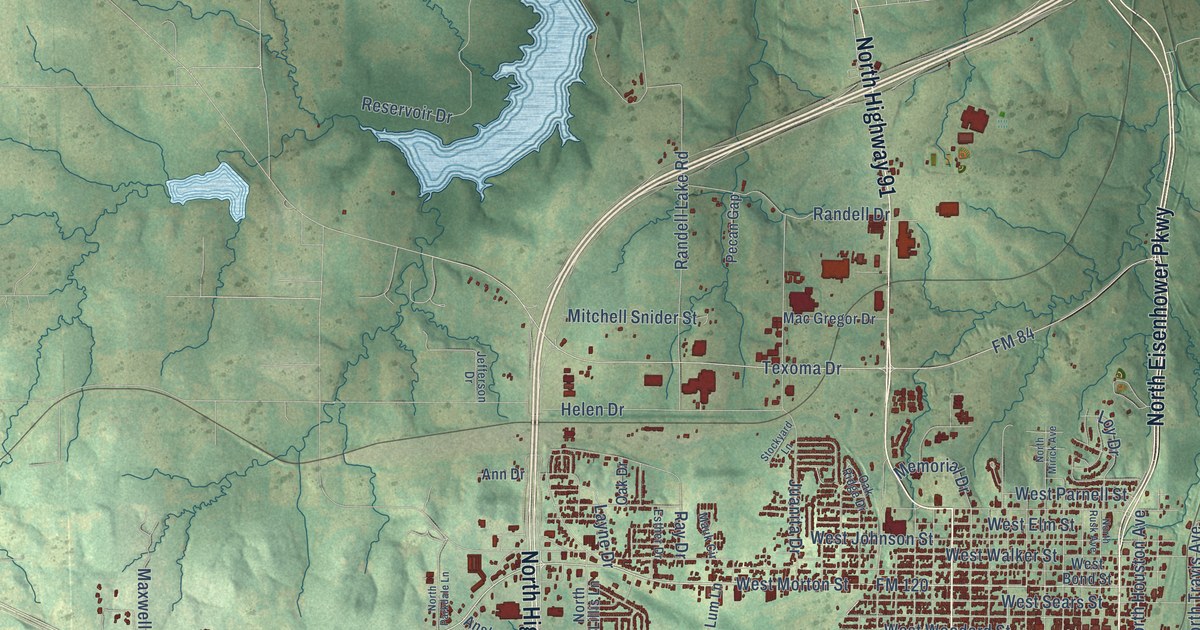Map of Denison, Texas in 2026