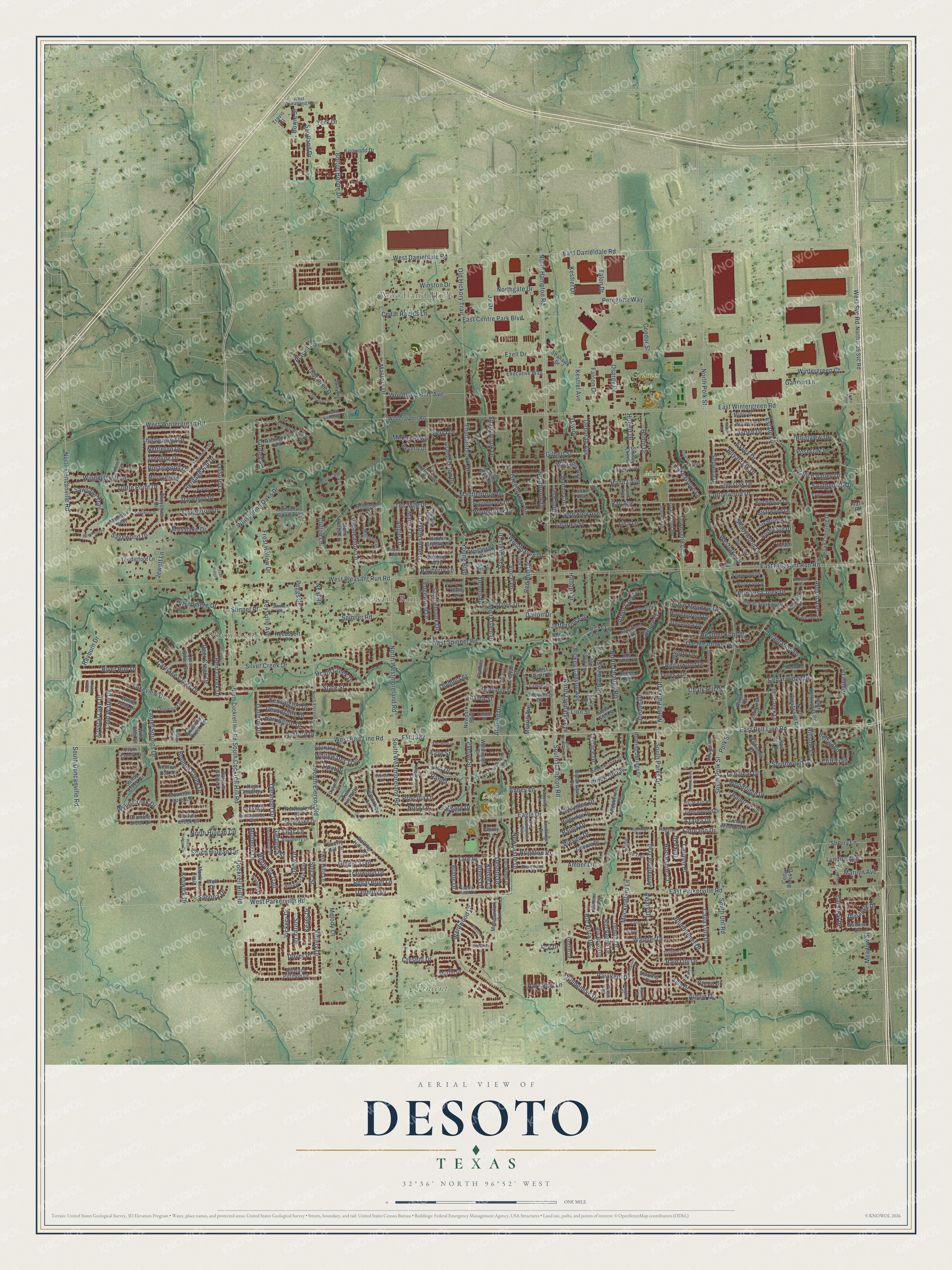 Watermarked full-map preview of DeSoto, Texas