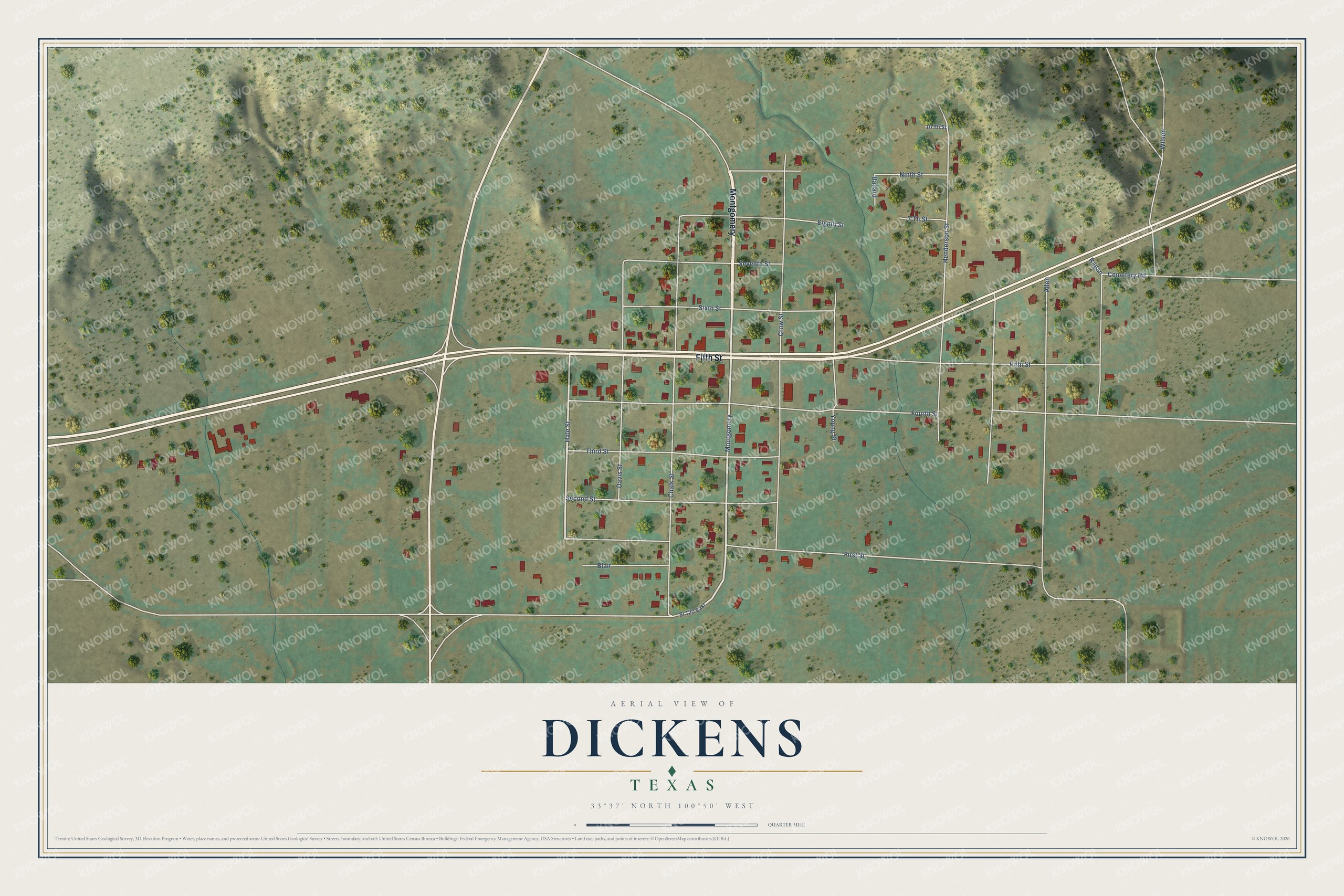 Watermarked full-map preview of Dickens, Texas