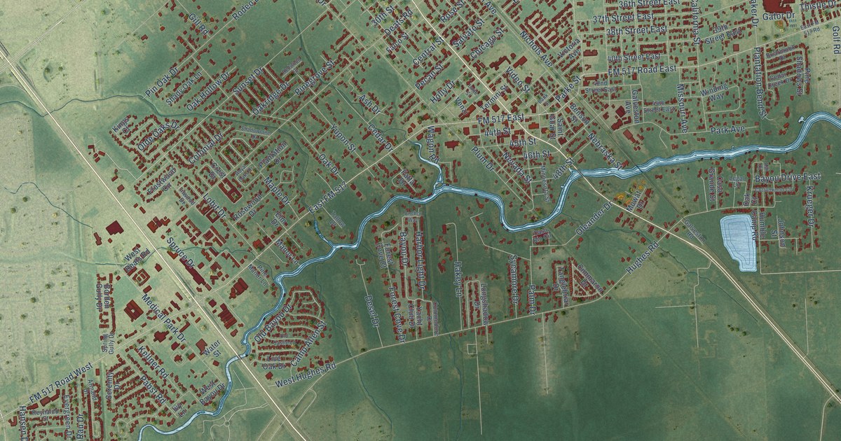 Map of Dickinson, Texas in 2026