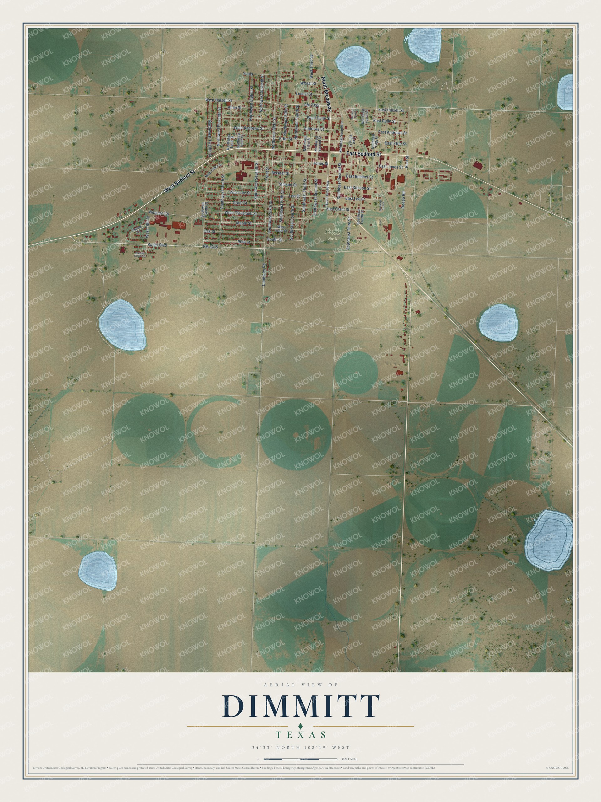 Watermarked full-map preview of Dimmitt, Texas