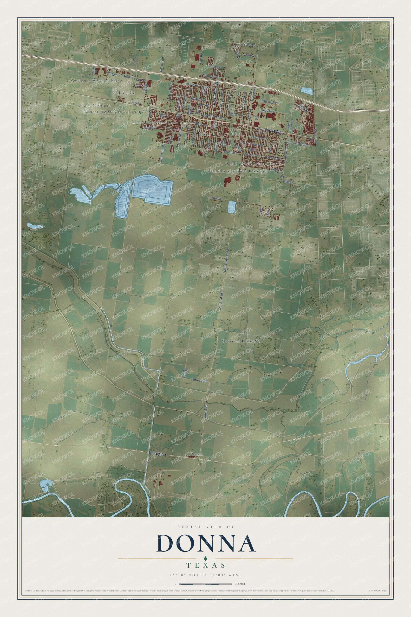Watermarked full-map preview of Donna, Texas
