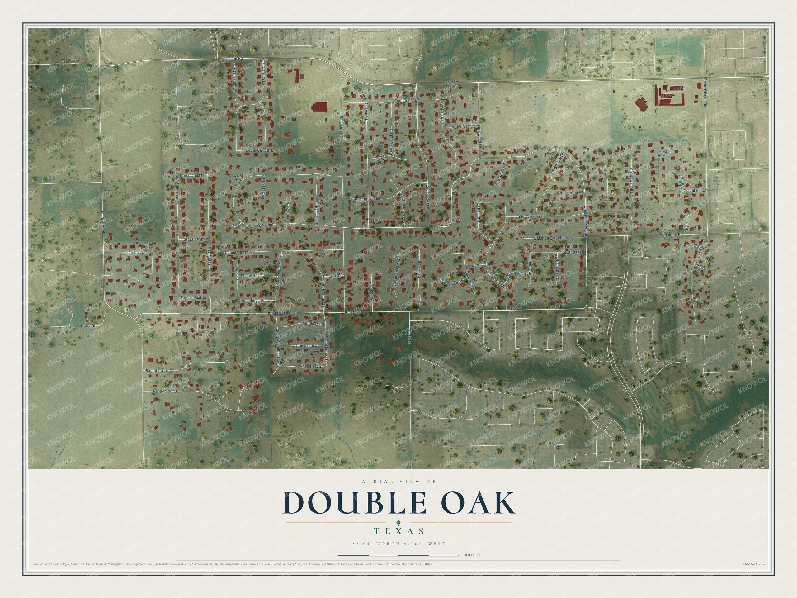 Watermarked full-map preview of Double Oak, Texas