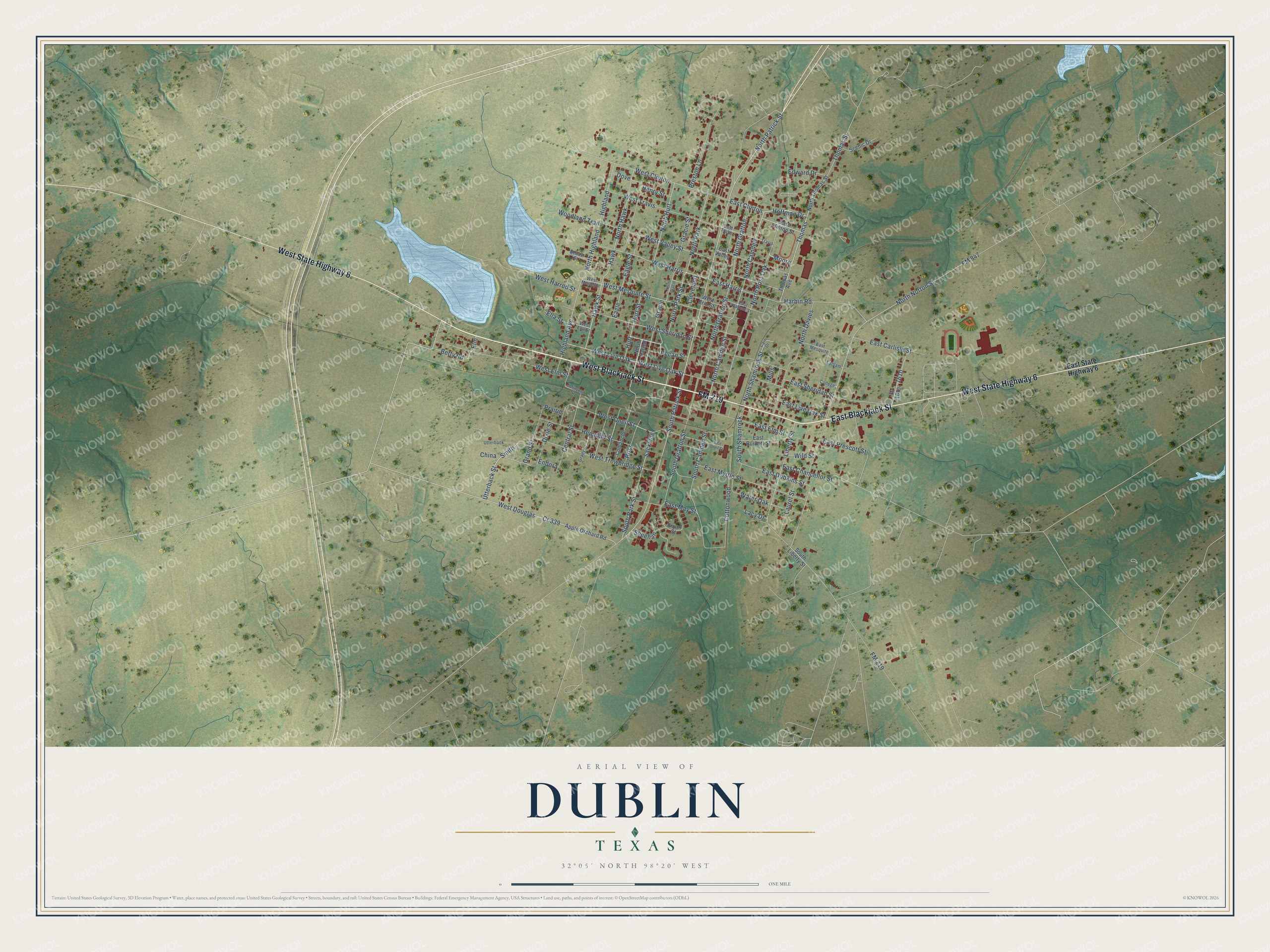 Watermarked full-map preview of Dublin, Texas
