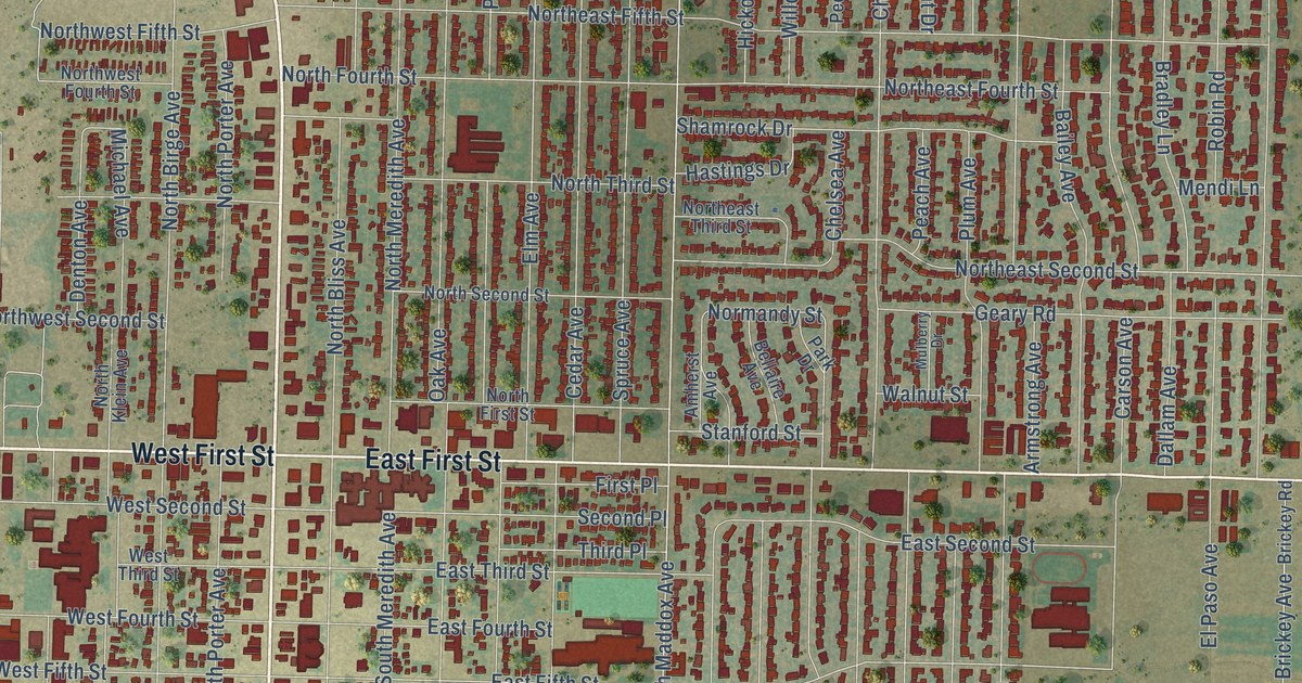 Map of Dumas, Texas in 2026