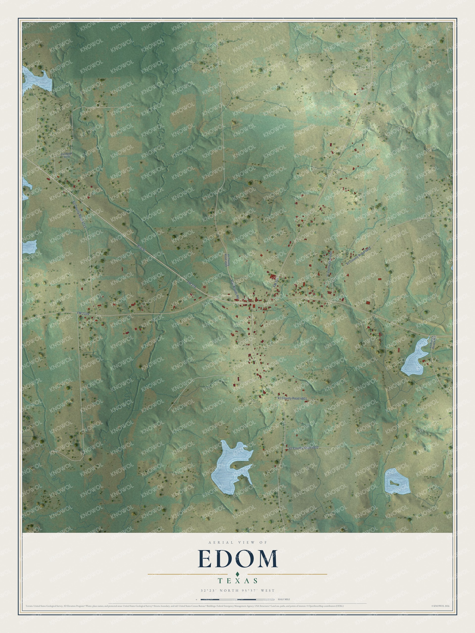 Watermarked full-map preview of Edom, Texas