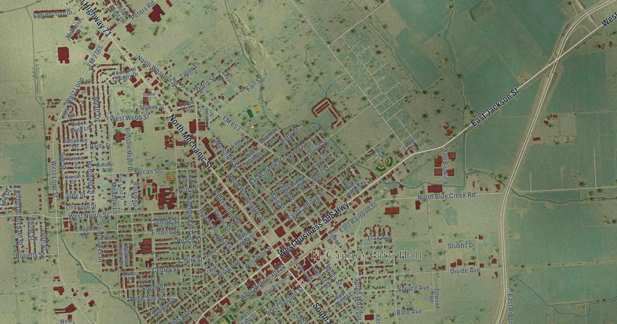 Map of El Campo, Texas in 2026
