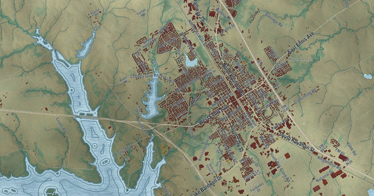 Map of Ennis, Texas in 2026