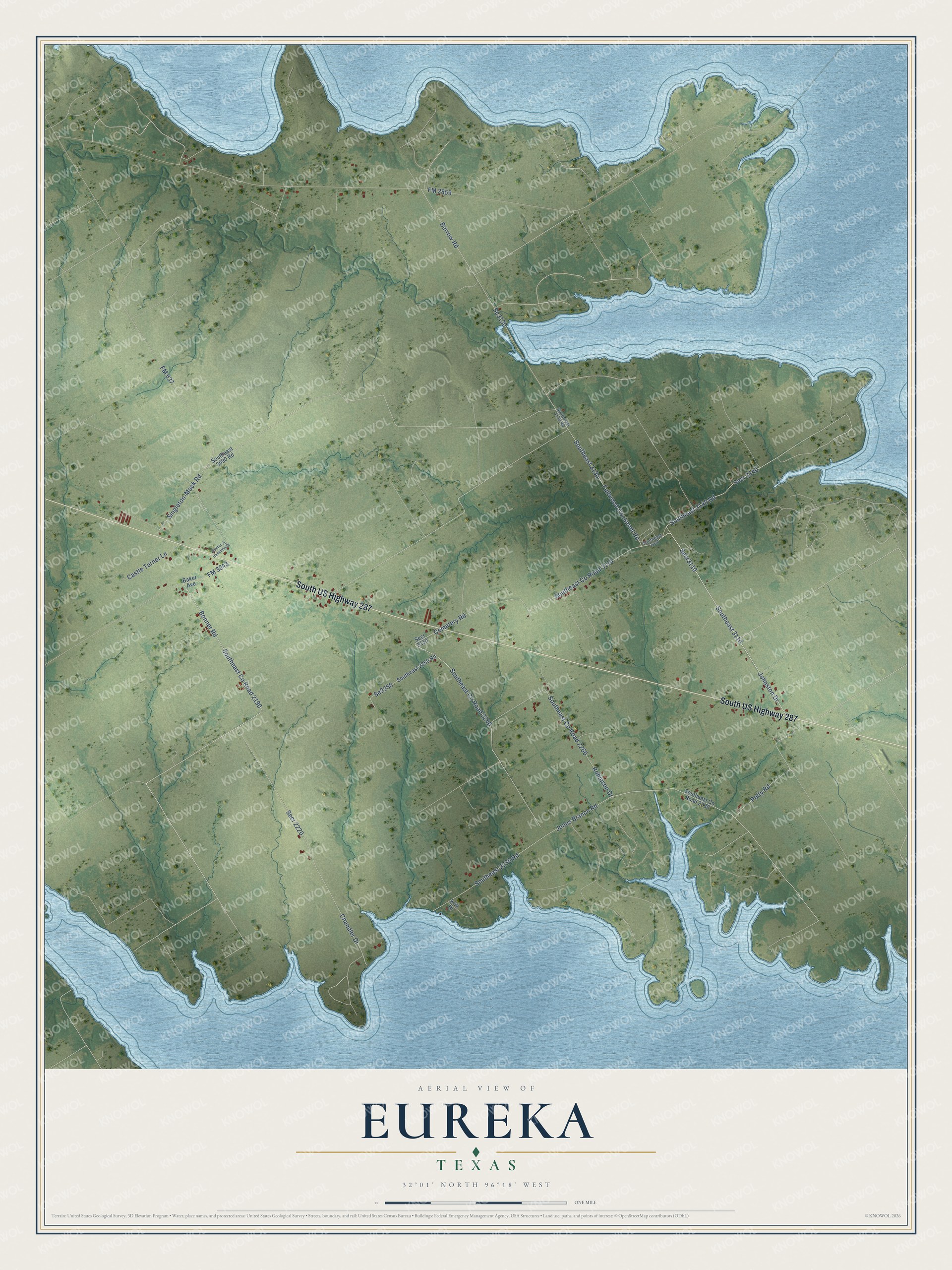 Watermarked full-map preview of Eureka, Texas