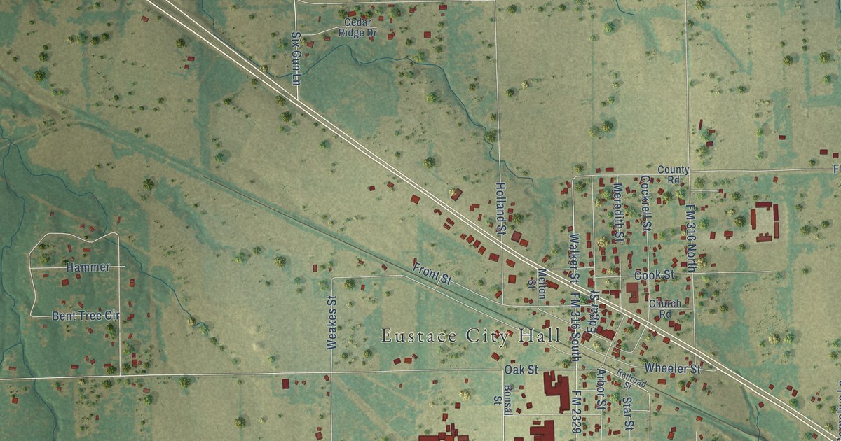 Map of Eustace, Texas in 2026