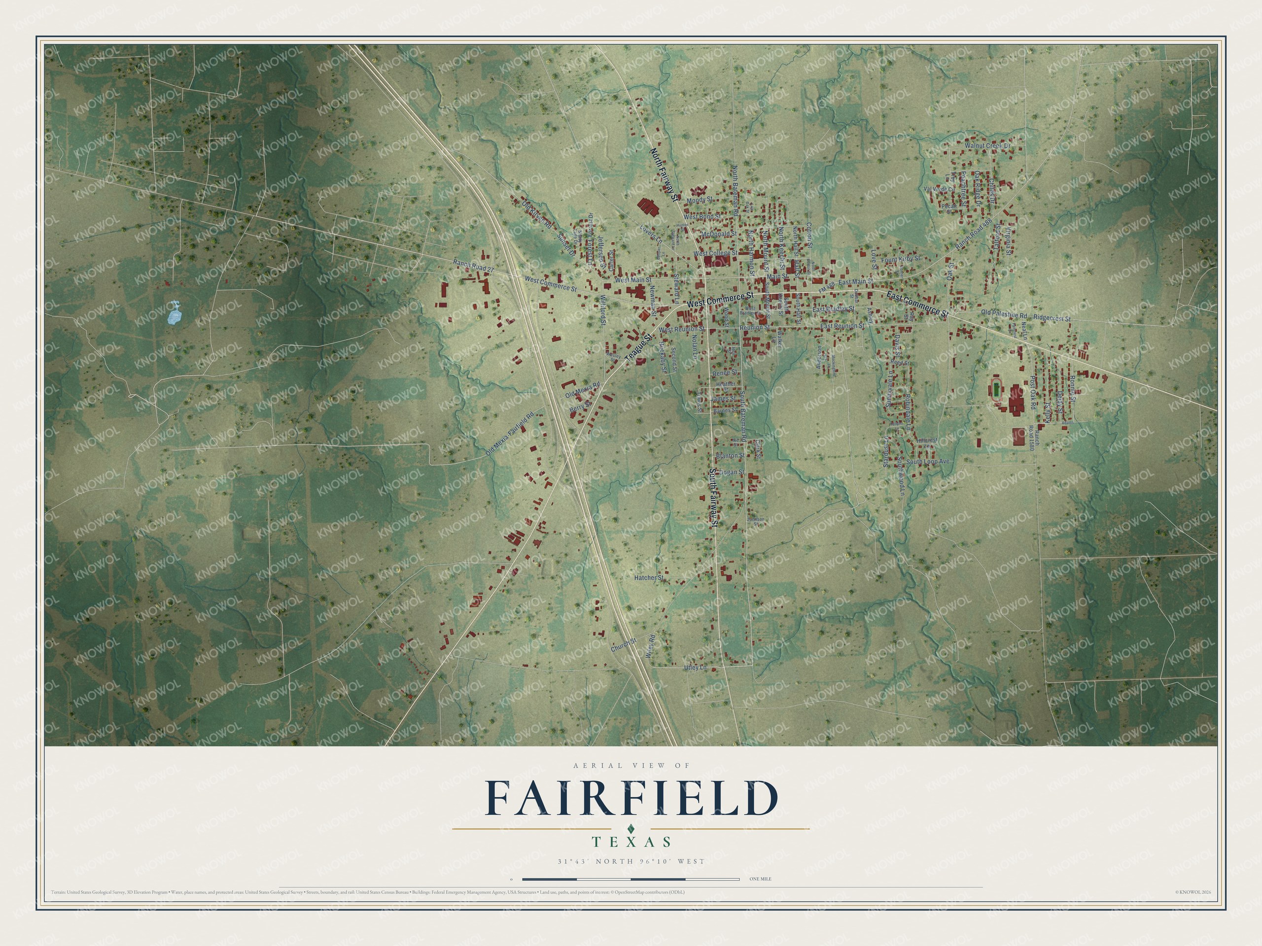 Watermarked full-map preview of Fairfield, Texas