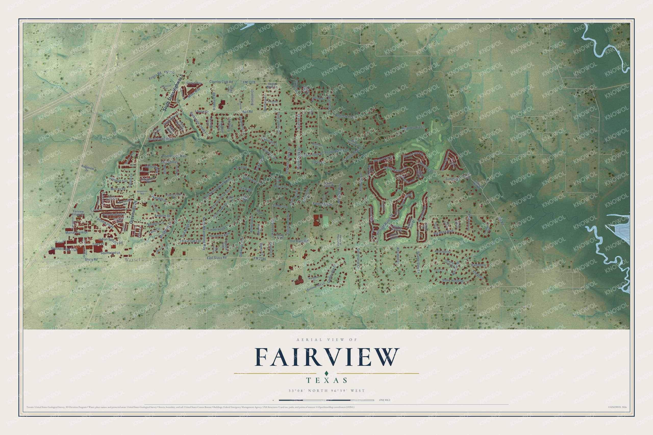 Watermarked full-map preview of Fairview, Texas