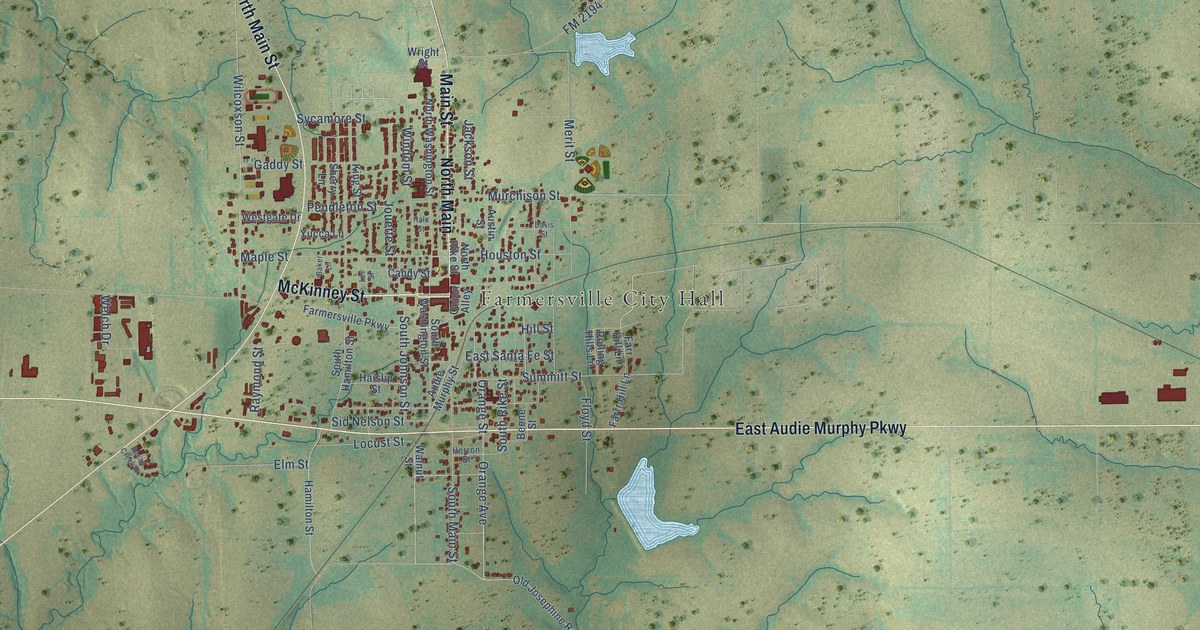 Map of Farmersville, Texas in 2026