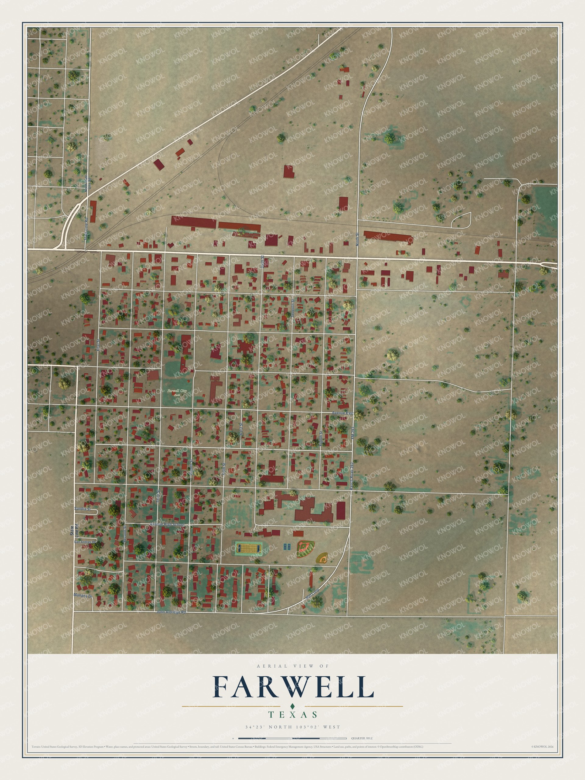Watermarked full-map preview of Farwell, Texas
