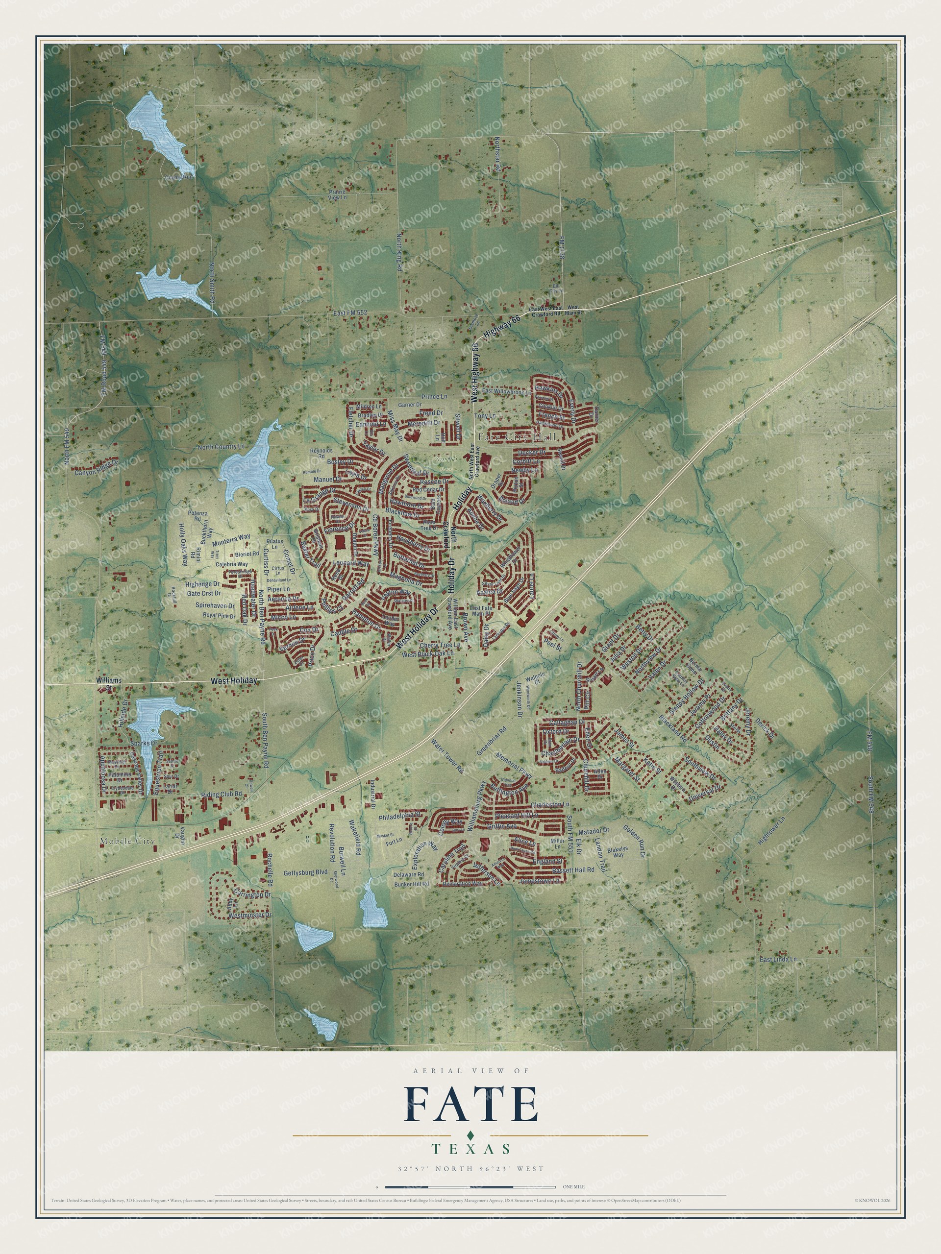 Watermarked full-map preview of Fate, Texas