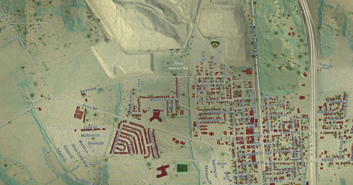 Map of Ferris, Texas in 2026