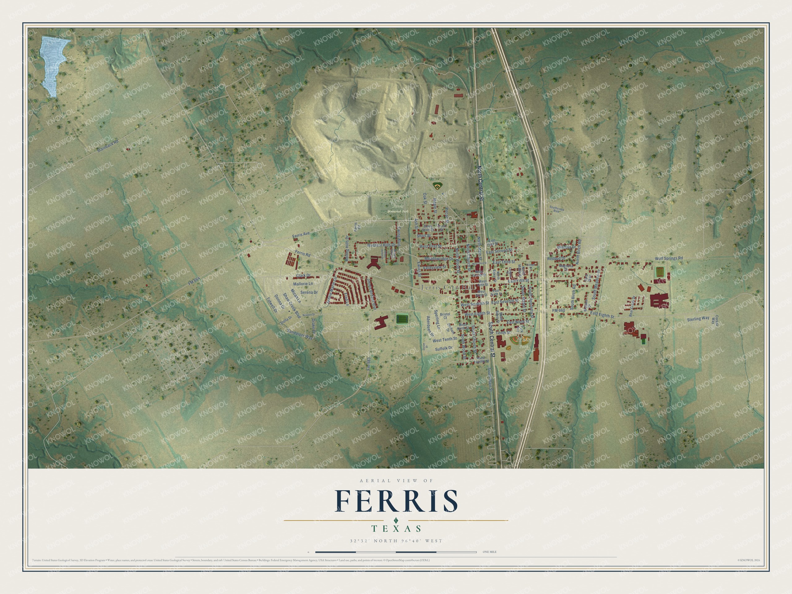 Watermarked full-map preview of Ferris, Texas