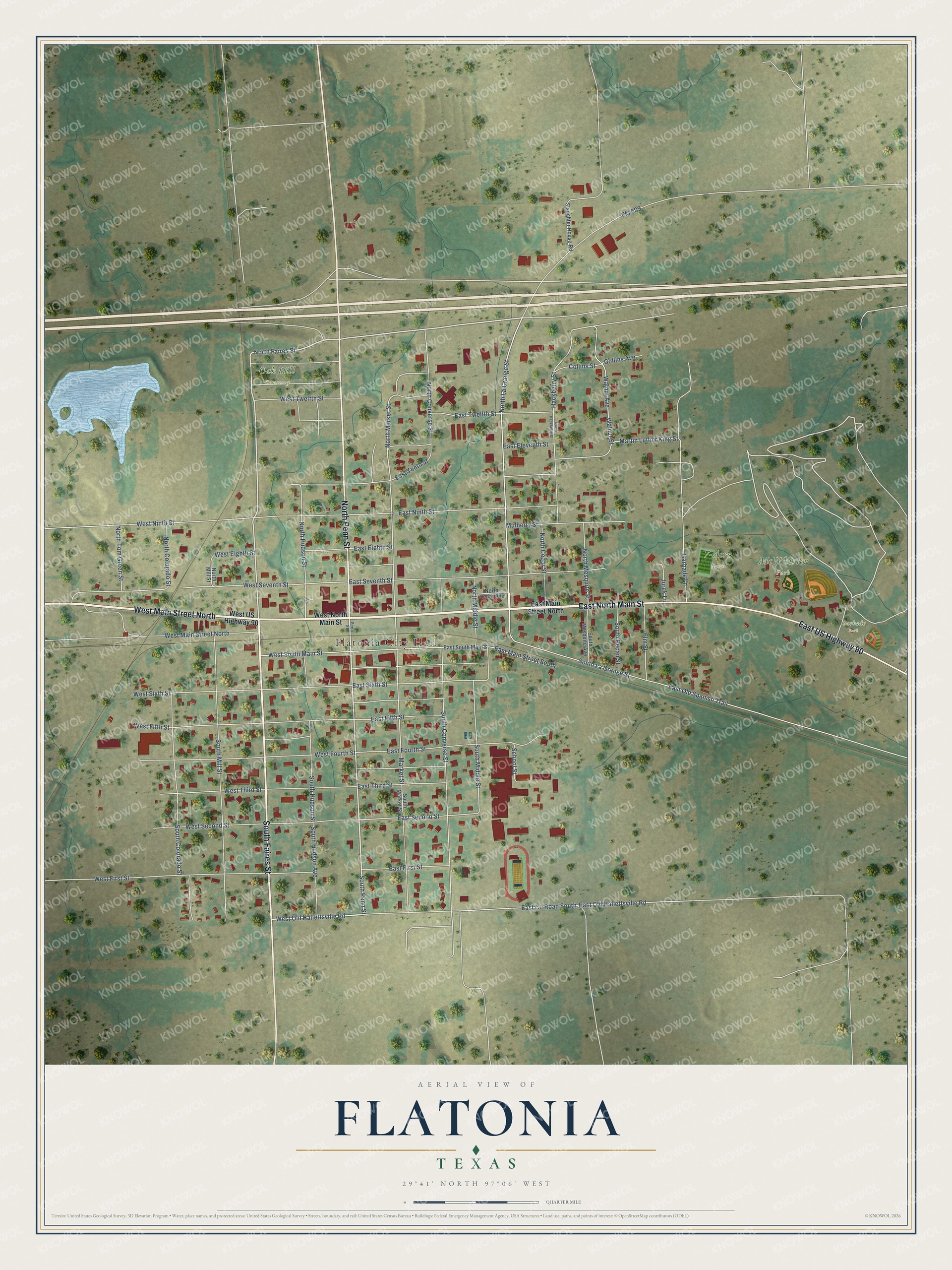 Watermarked full-map preview of Flatonia, Texas