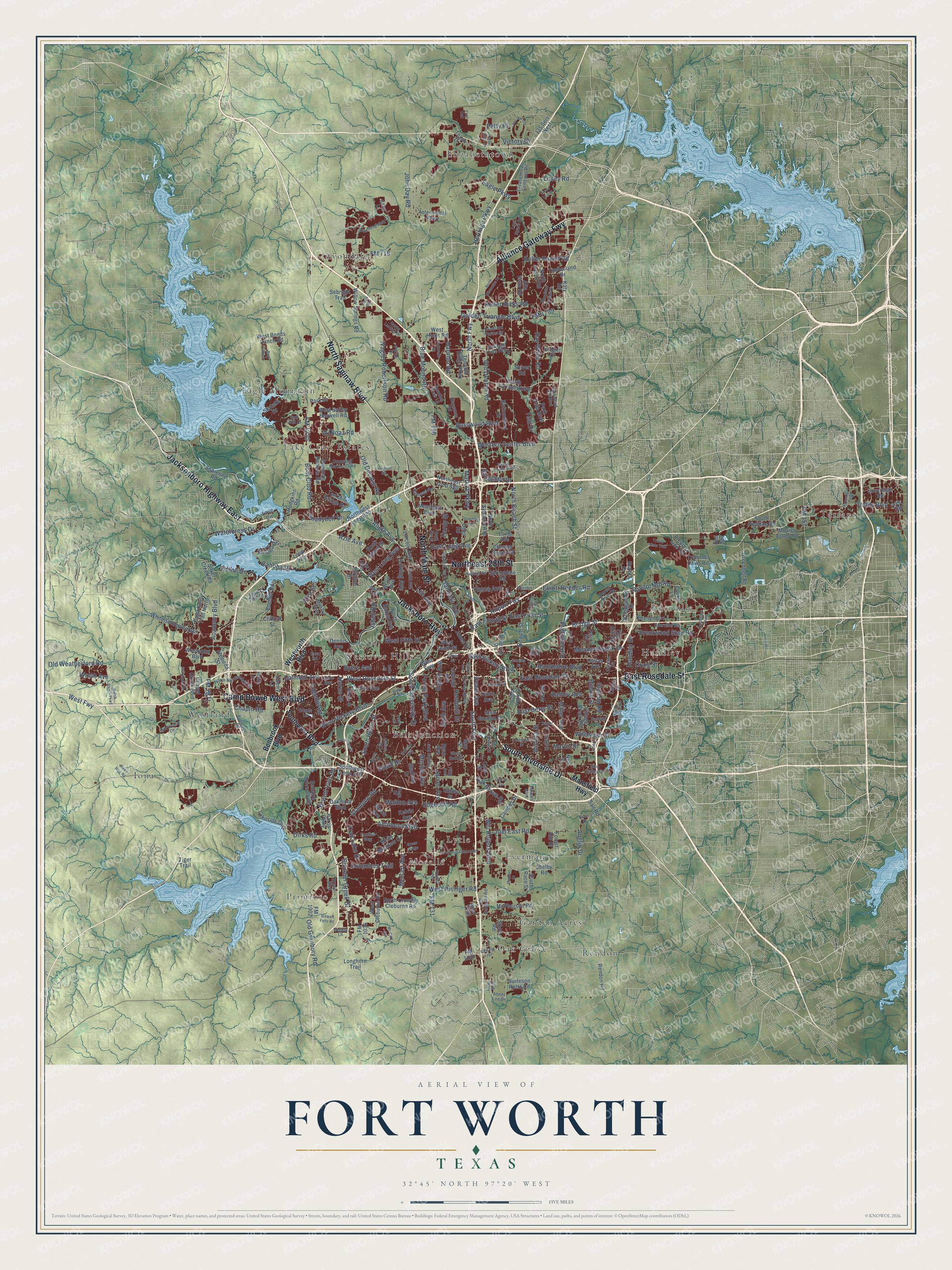Watermarked full-map preview of Fort Worth, Texas