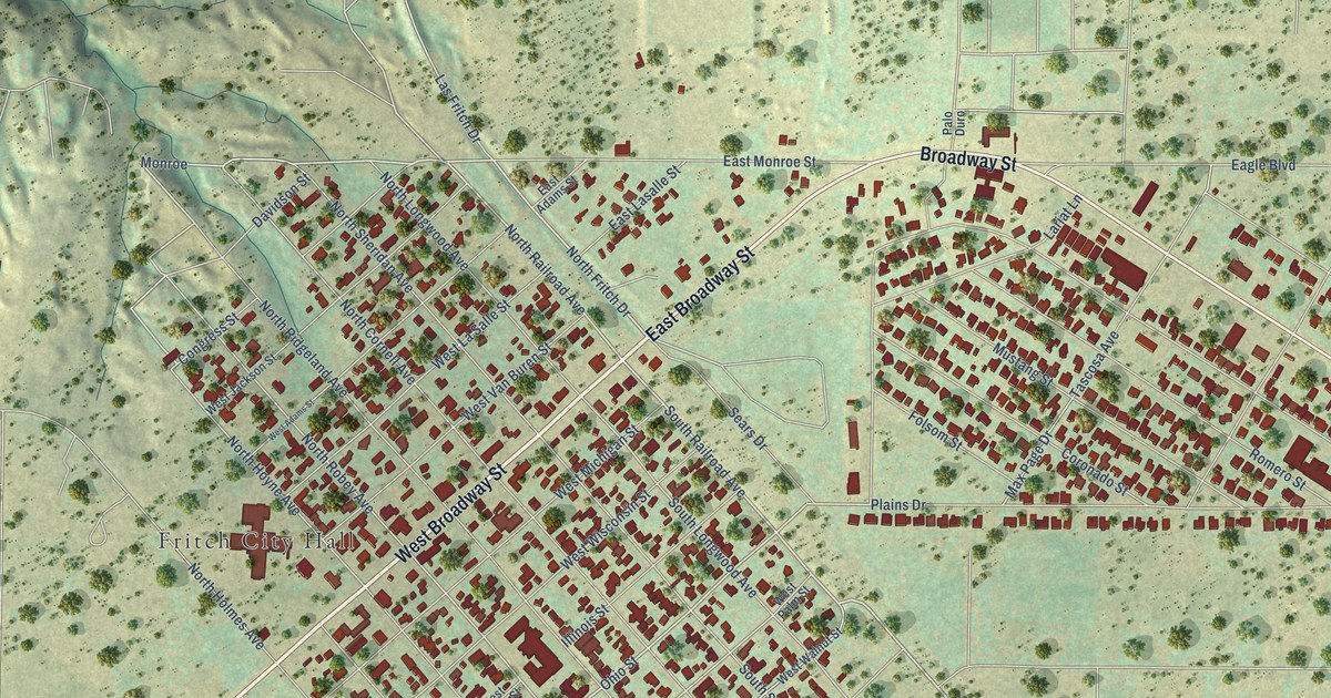 Map of Fritch, Texas in 2026