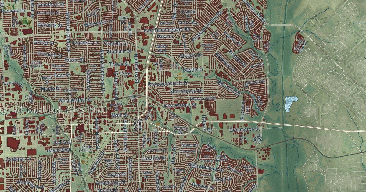 Map of Garland, Texas in 2026