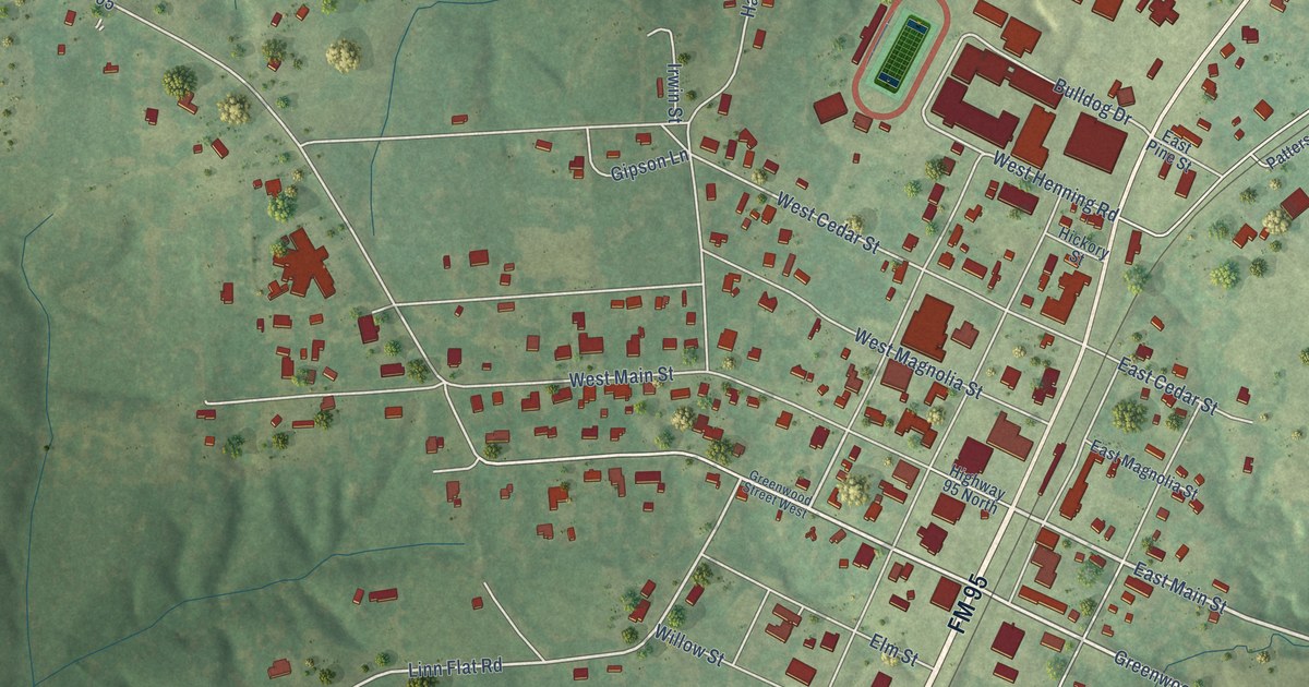 Map of Garrison, Texas in 2026