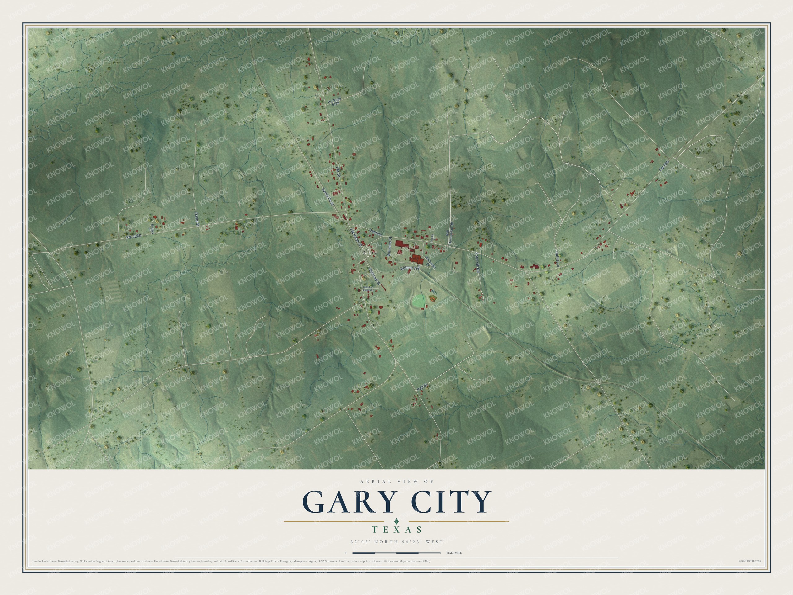 Watermarked full-map preview of Gary City, Texas