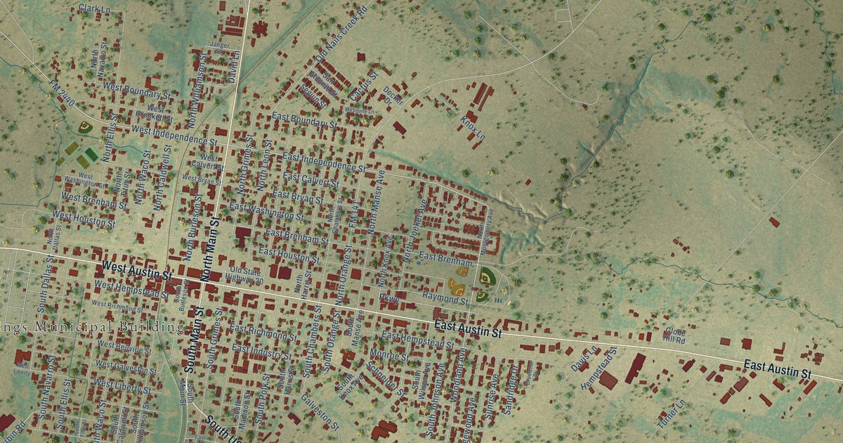 Map of Giddings, Texas in 2026