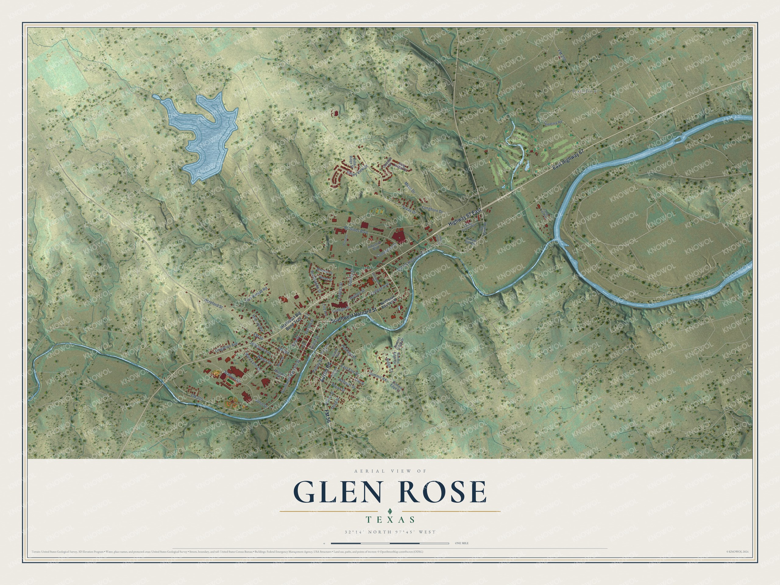 Watermarked full-map preview of Glen Rose, Texas