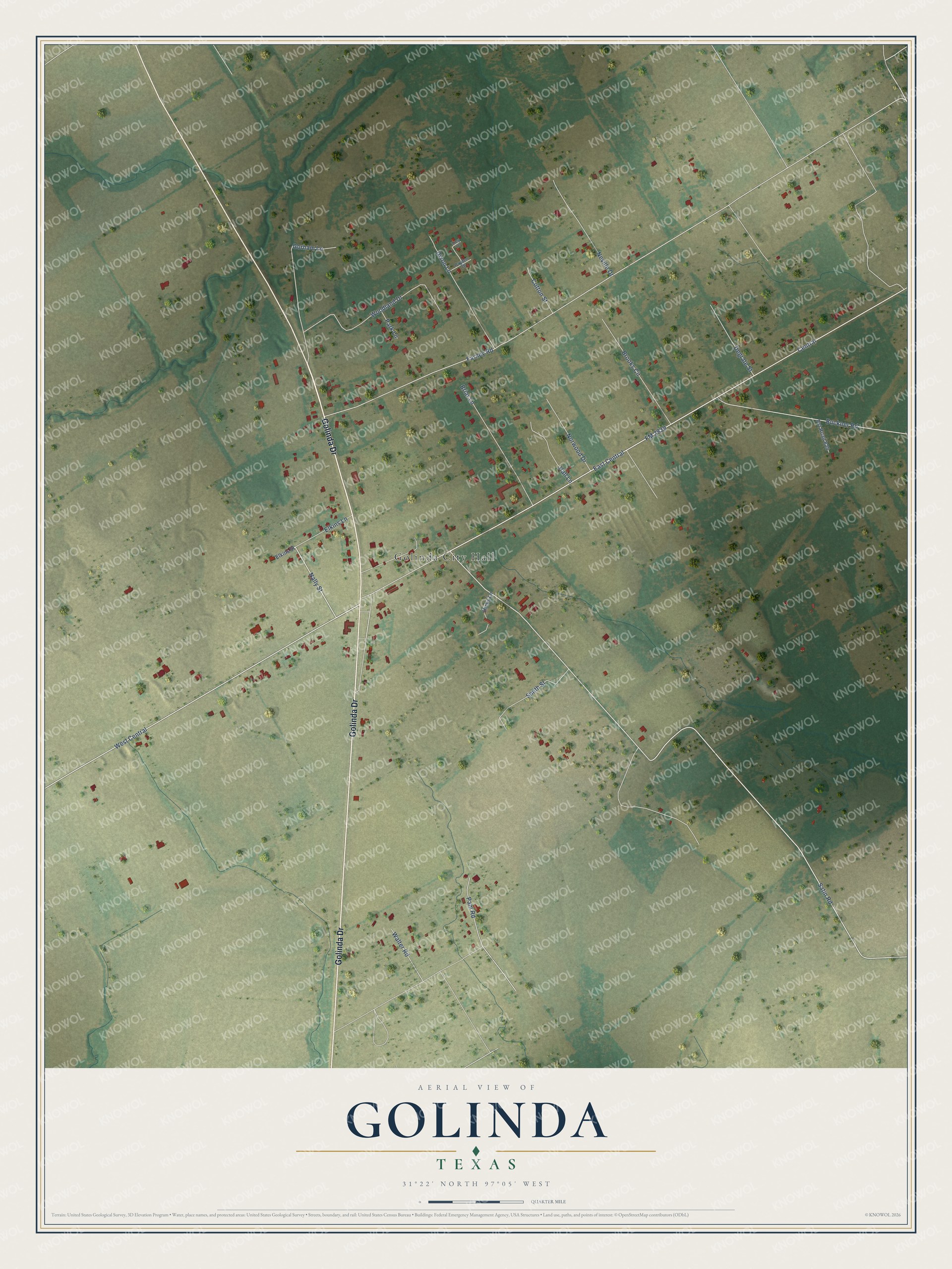 Watermarked full-map preview of Golinda, Texas