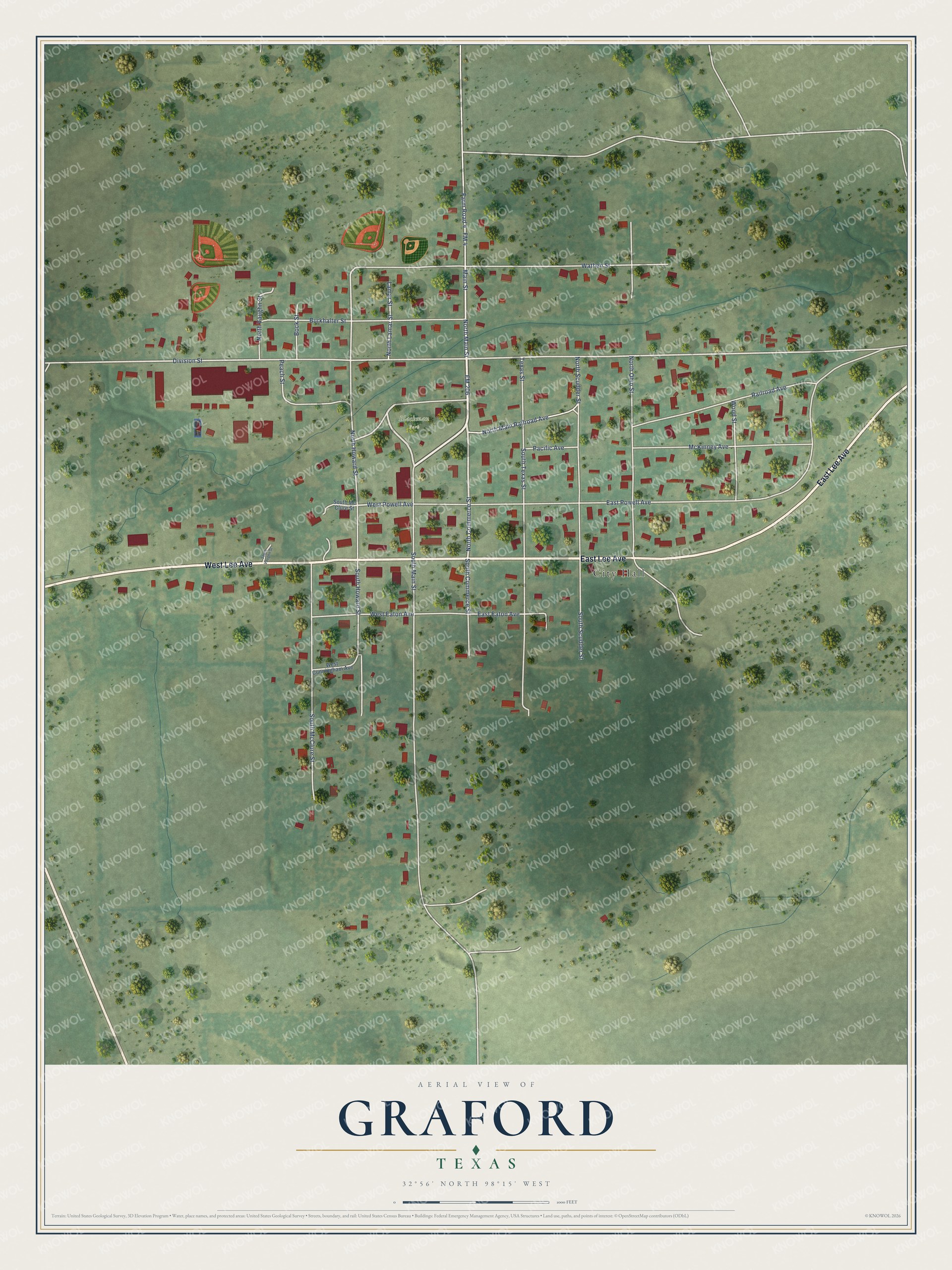 Watermarked full-map preview of Graford, Texas