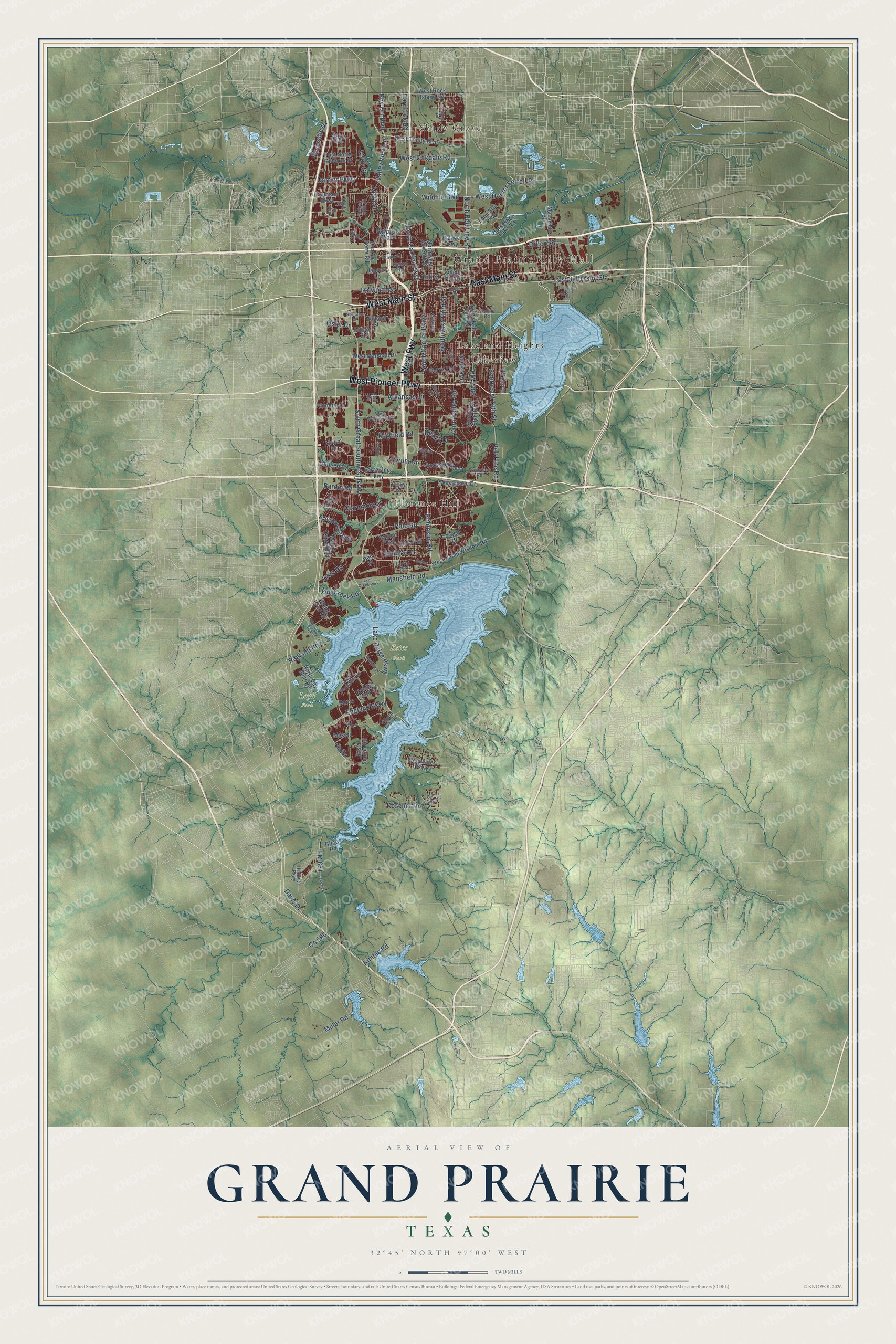Watermarked full-map preview of Grand Prairie, Texas