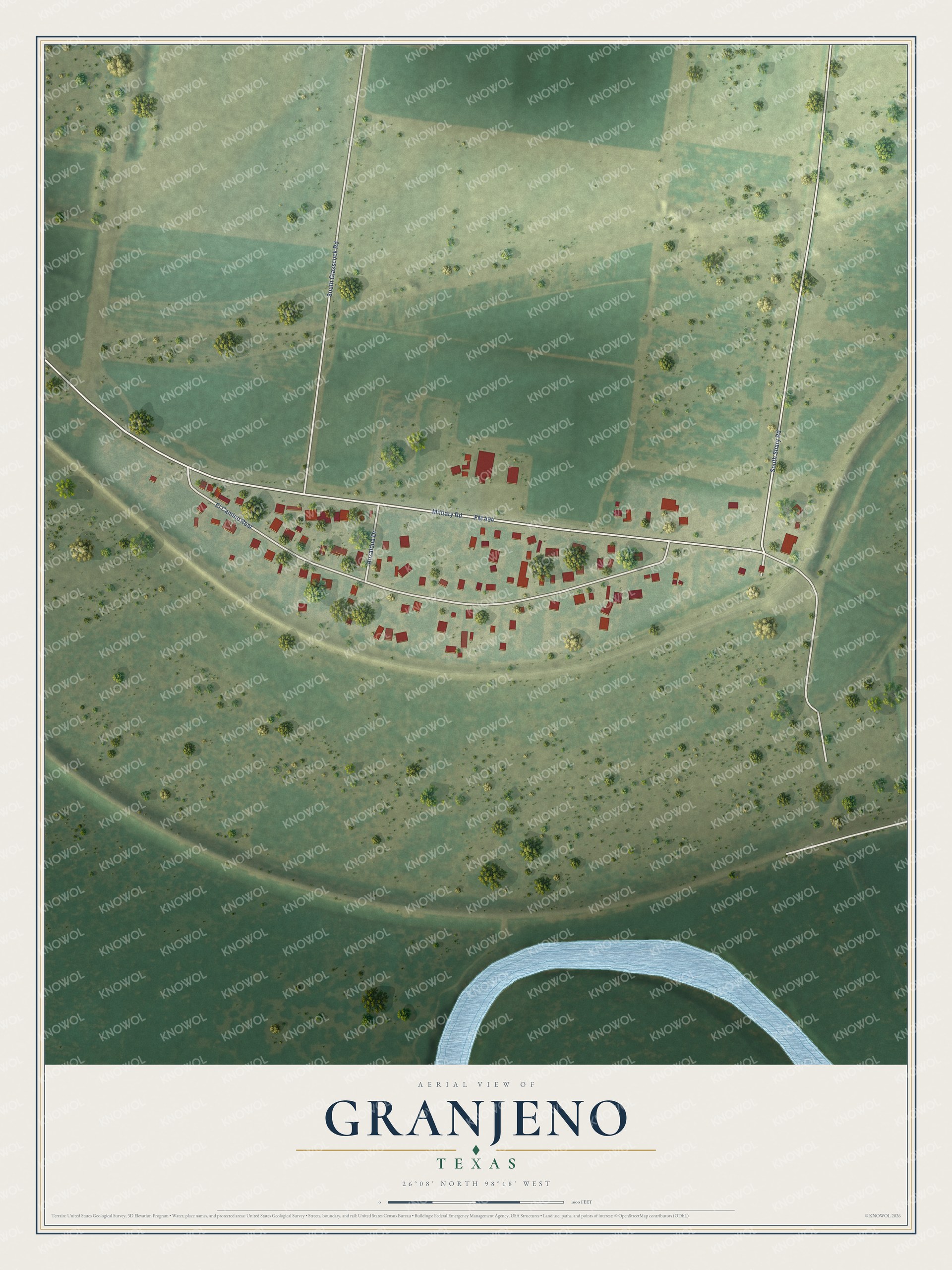 Watermarked full-map preview of Granjeno, Texas