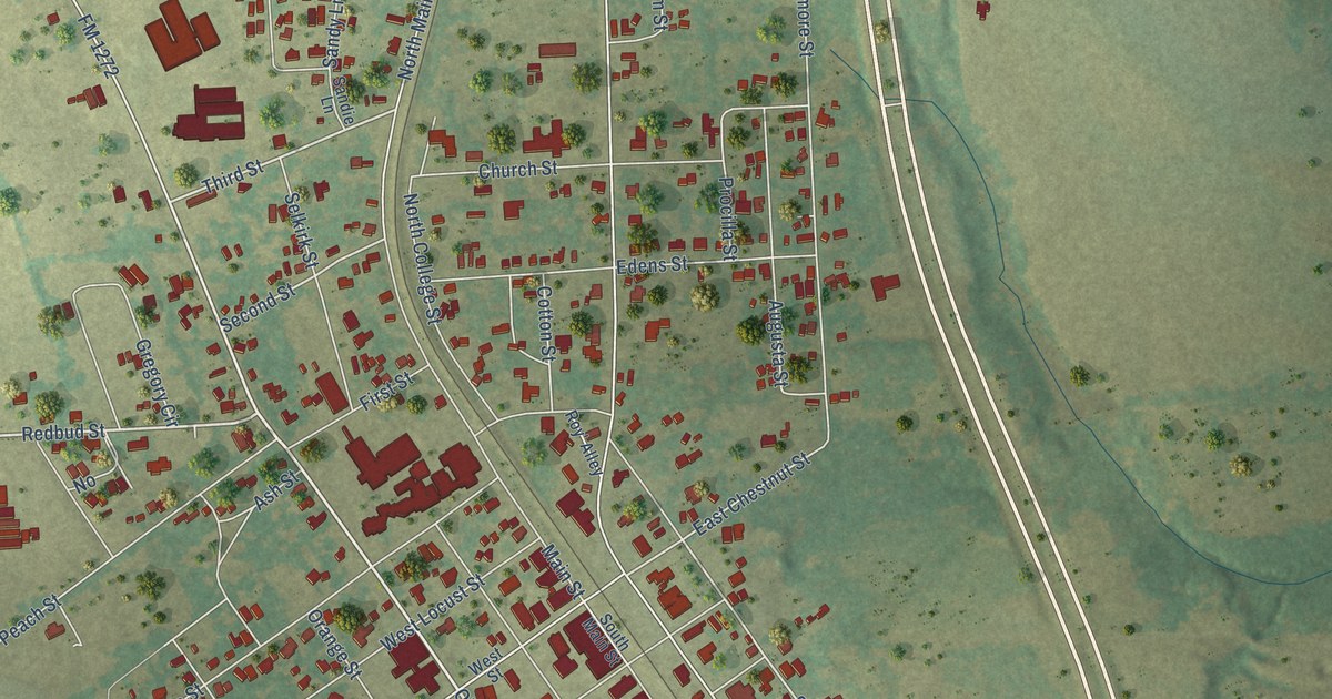 Map of Grapeland, Texas in 2026