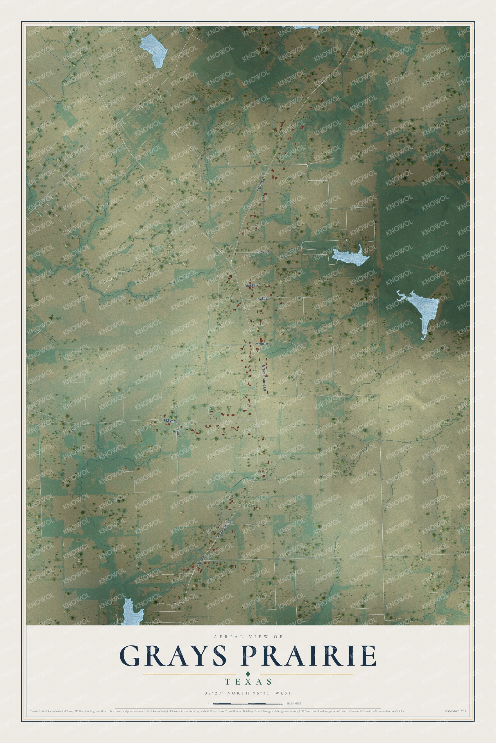 Watermarked full-map preview of Grays Prairie, Texas