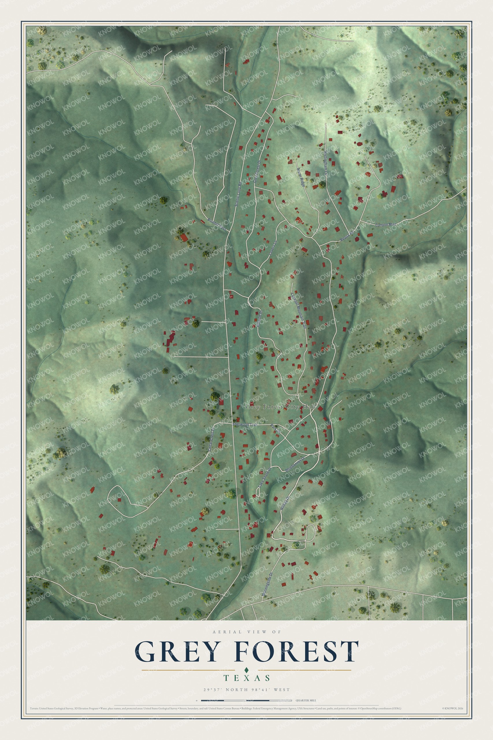 Watermarked full-map preview of Grey Forest, Texas