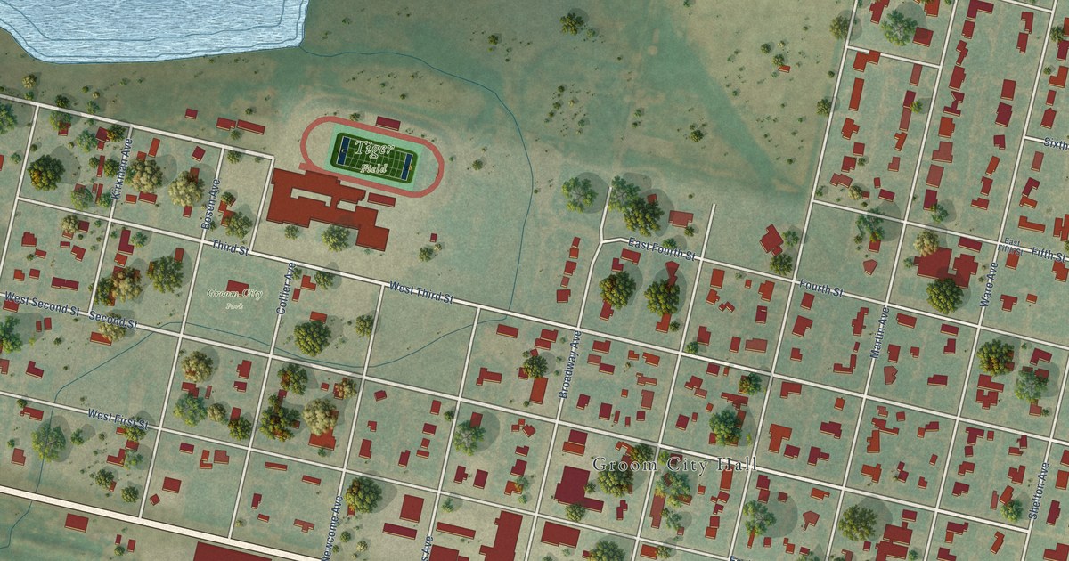 Map of Groom, Texas in 2026